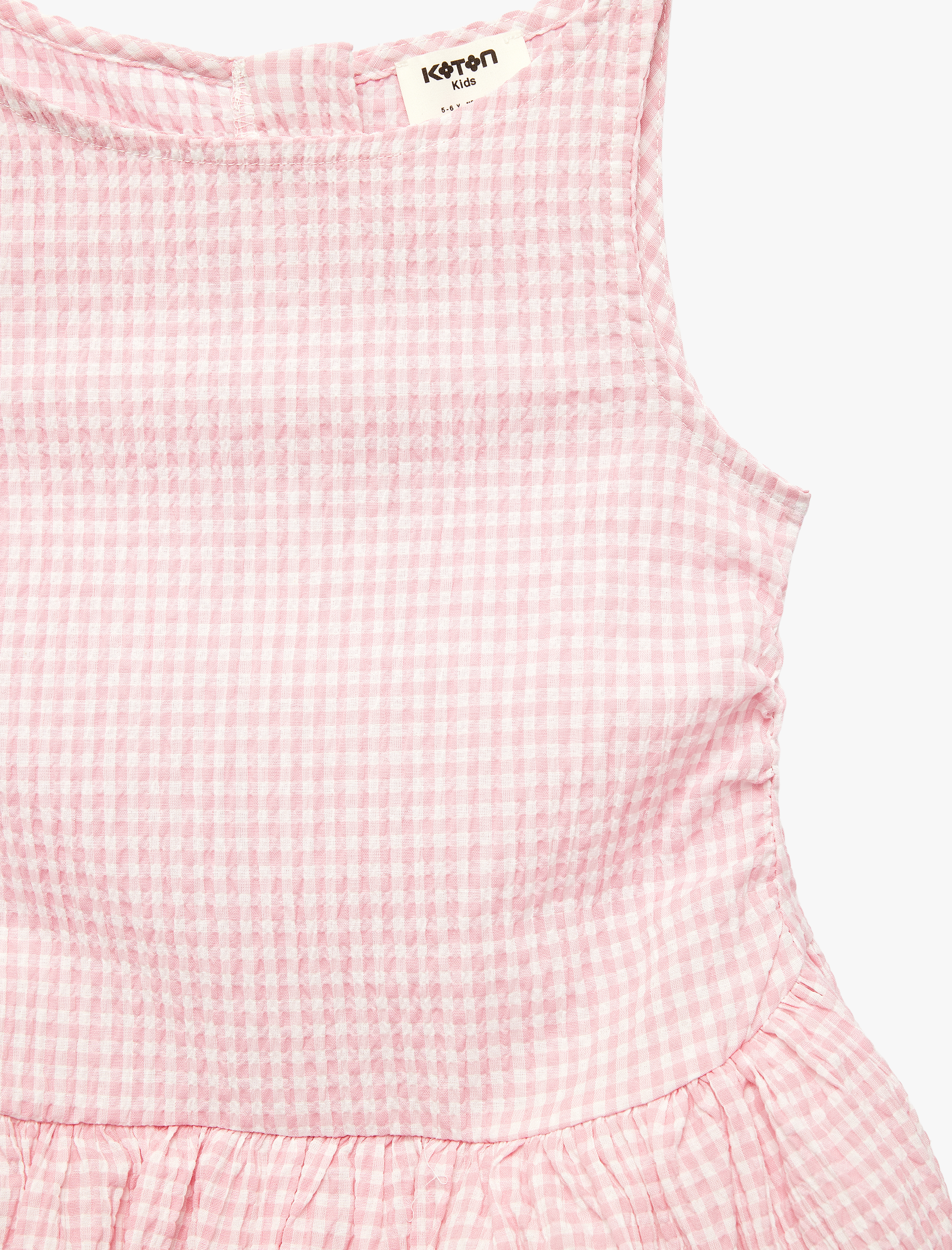  Kız Çocuk Bisiklet Yaka Pamuk Astarlı Kolsuz Ekoseli Elbise