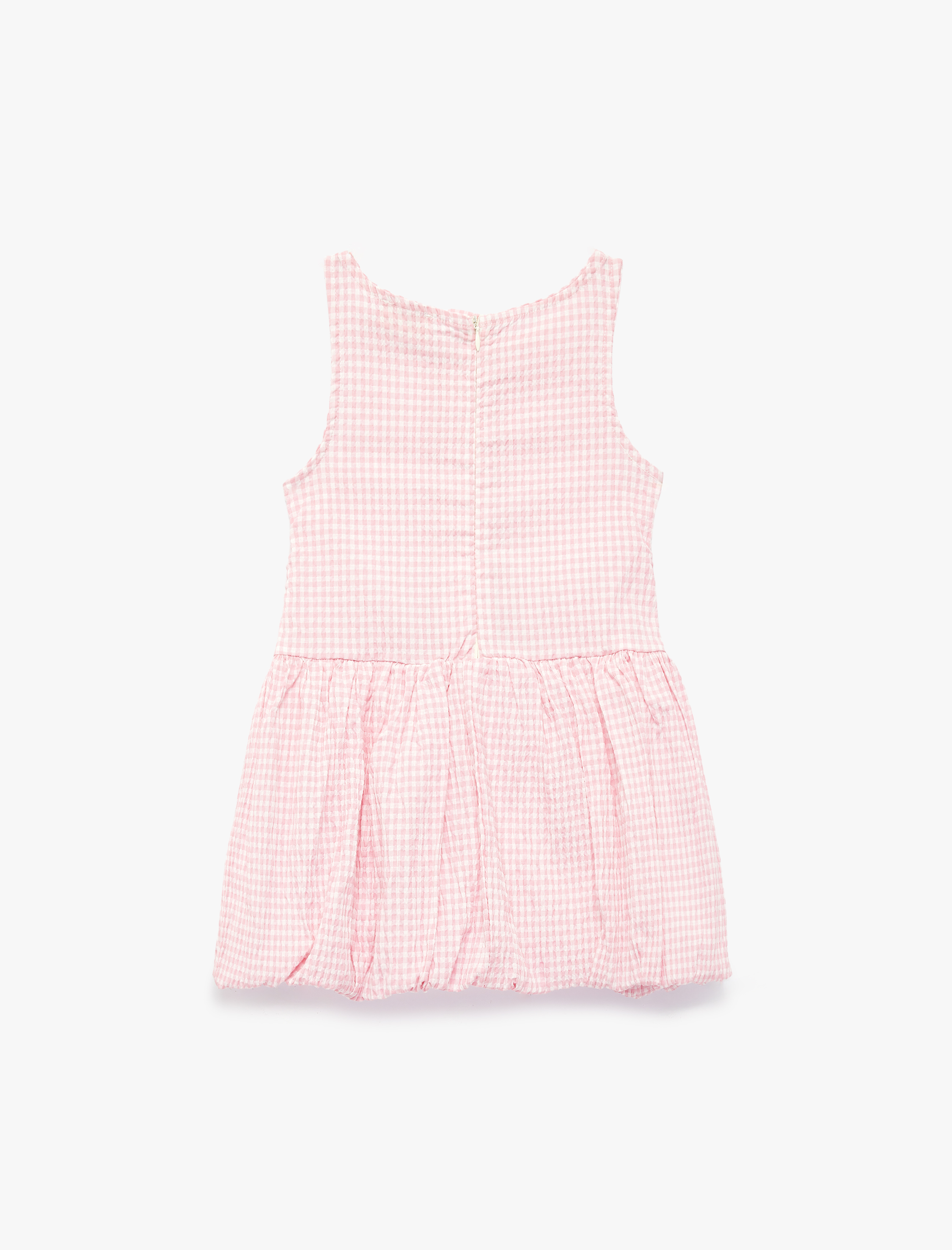  Kız Çocuk Bisiklet Yaka Pamuk Astarlı Kolsuz Ekoseli Elbise