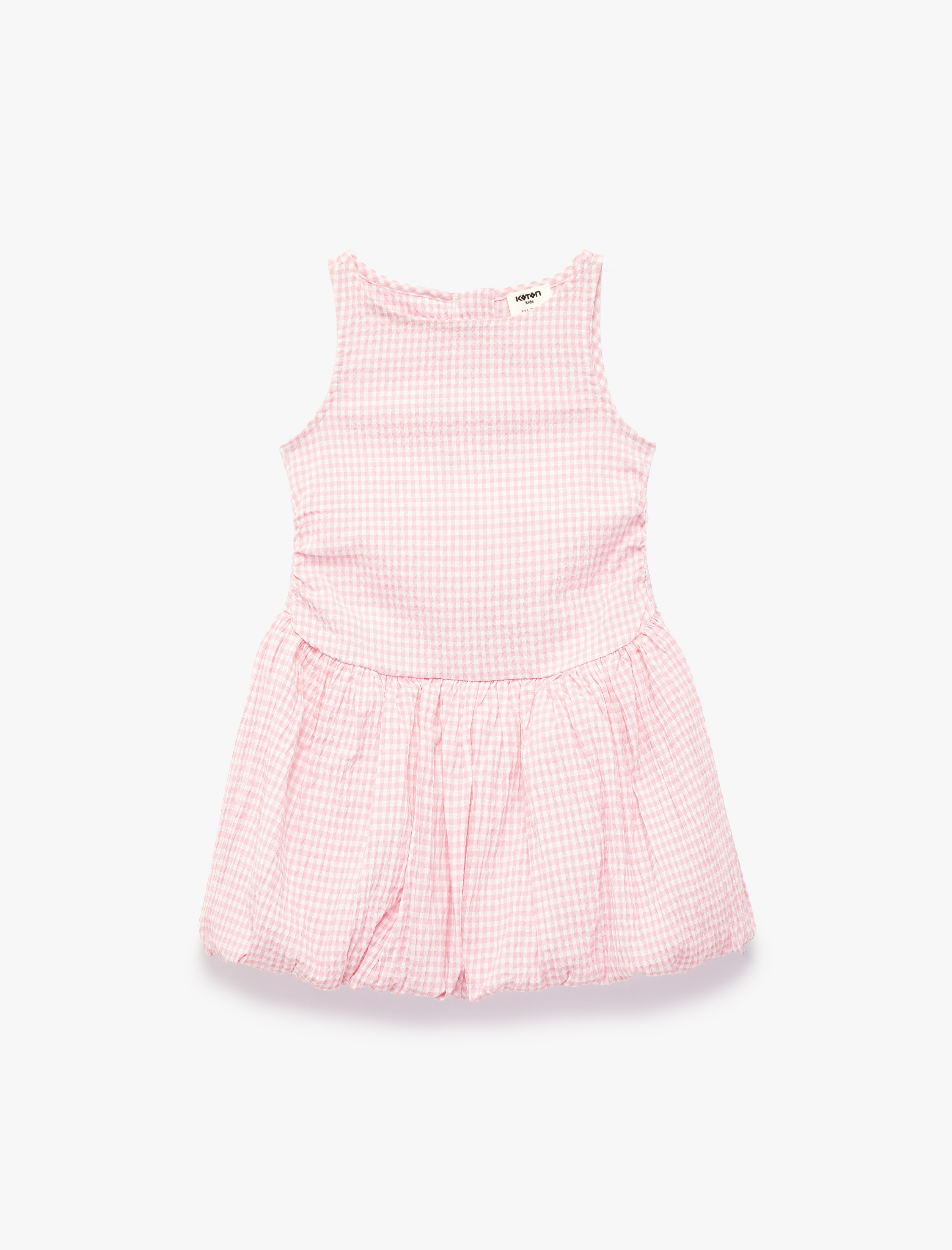  Kız Çocuk Bisiklet Yaka Pamuk Astarlı Kolsuz Ekoseli Elbise