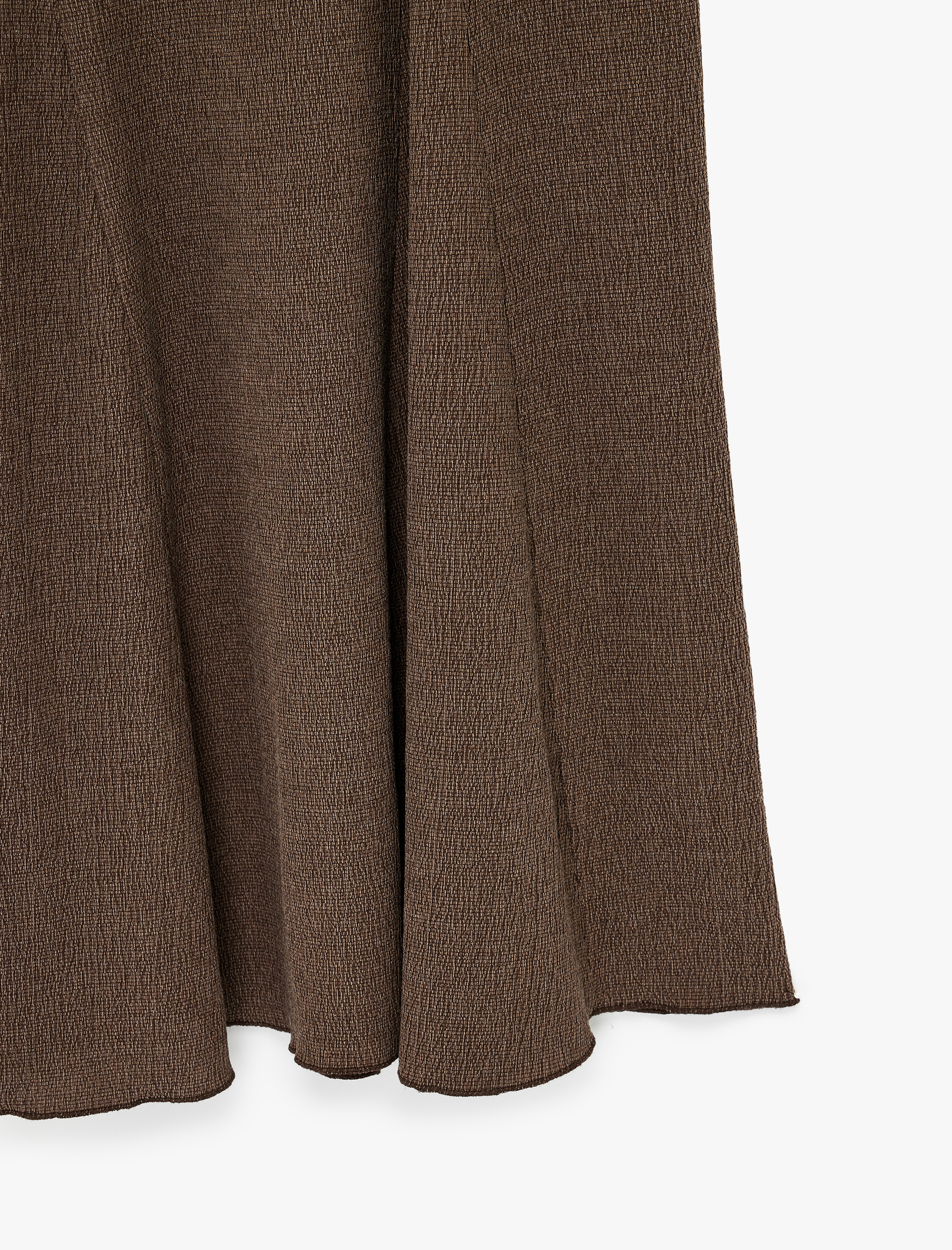   Rahat Kalıp Bisiklet Yaka Dikiş Detaylı Bürümcük Kolsuz Uzun Kloş Elbise