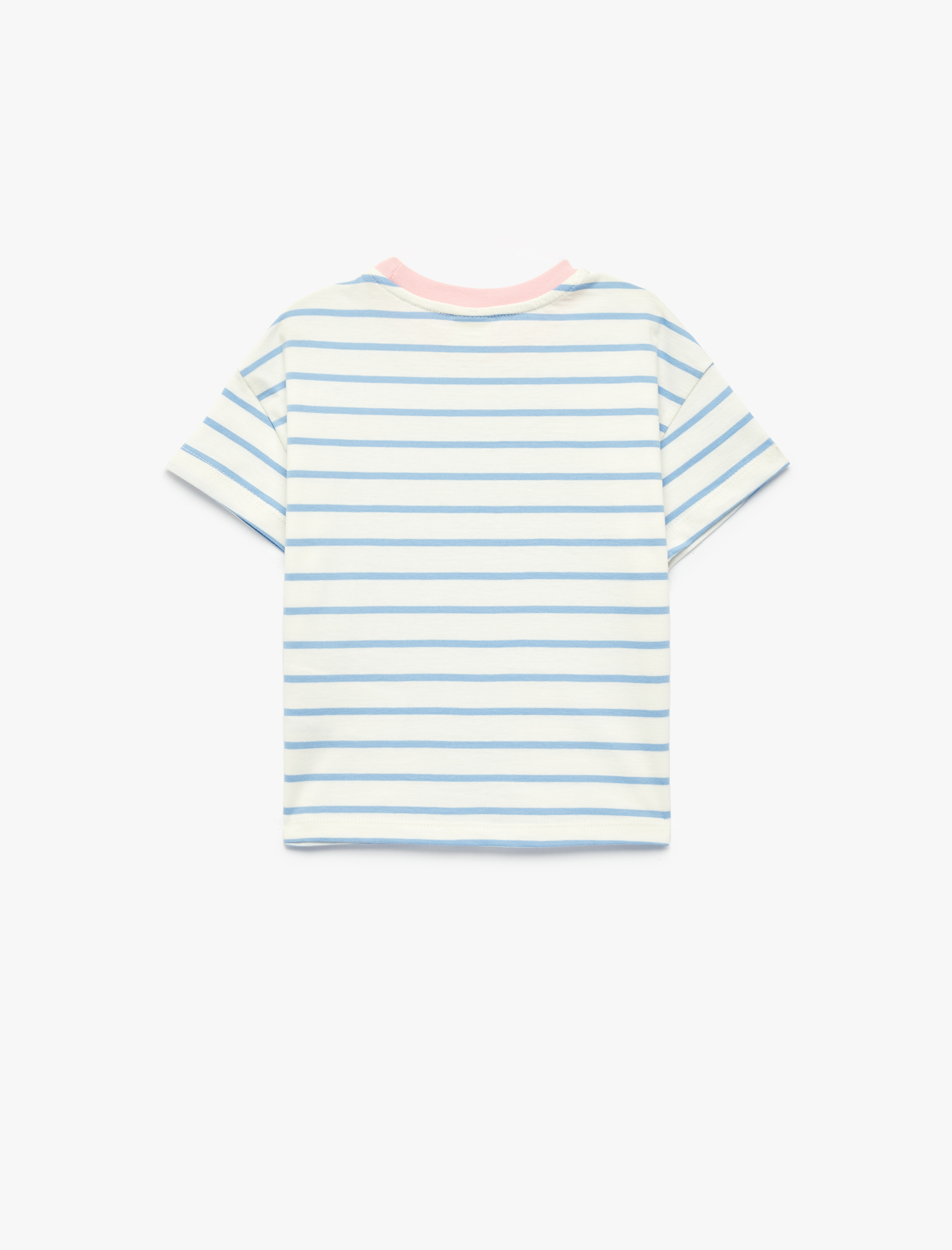  Kız Bebek Nakışlı Kısa Kollu Bisiklet Yaka Pamuklu Tişört