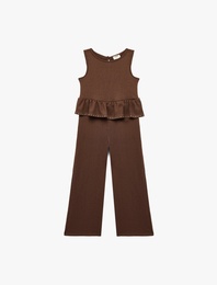 Kolsuz Bisiklet Yaka Fırfır Detaylı Uzun Tulum