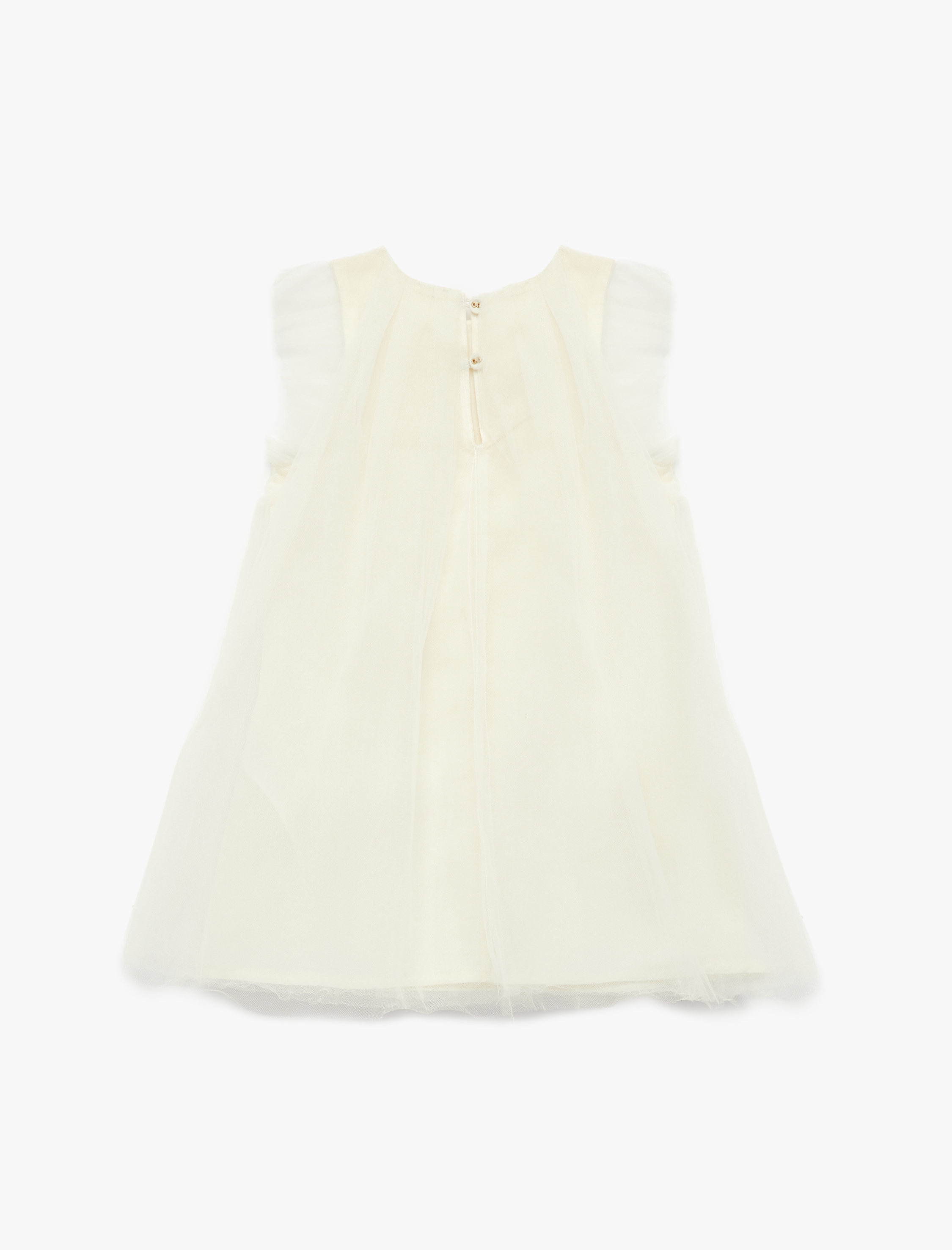  Kız Bebek Kolsuz Bisiklet Yaka A Kesim Astarlı Tül Elbise