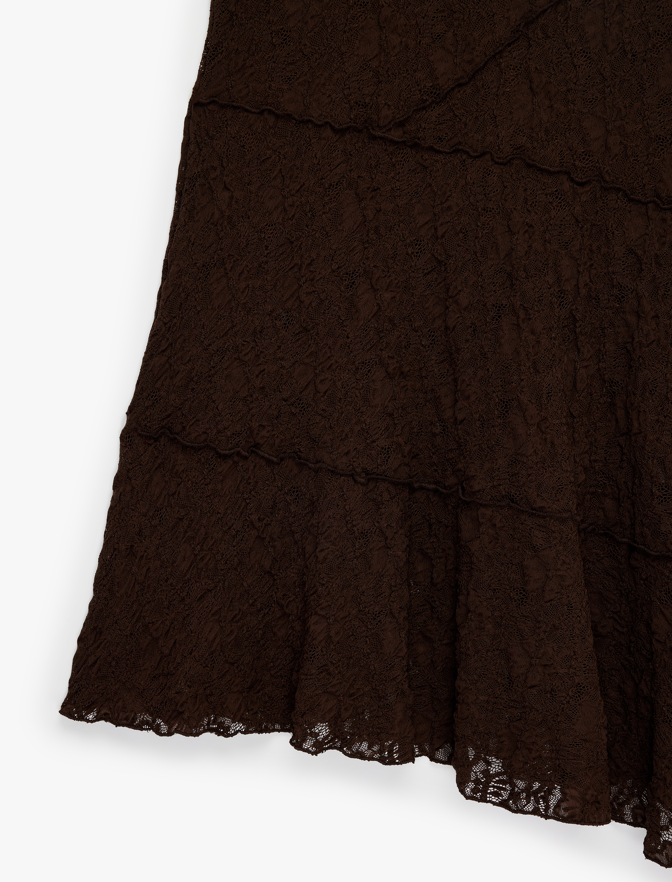   Asimetrik Kesim Uzun Dantel Etek