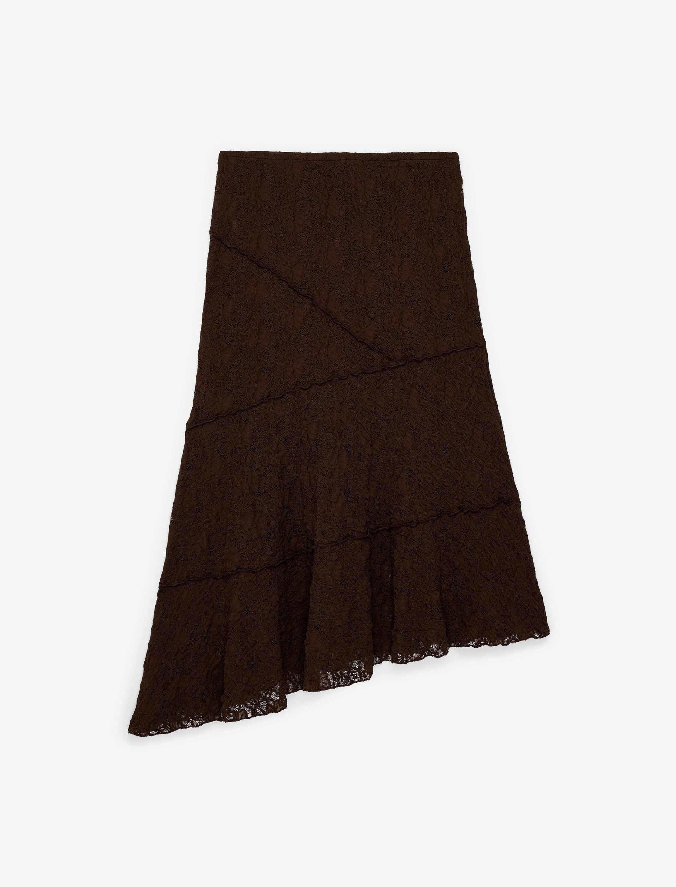   Asimetrik Kesim Uzun Dantel Etek