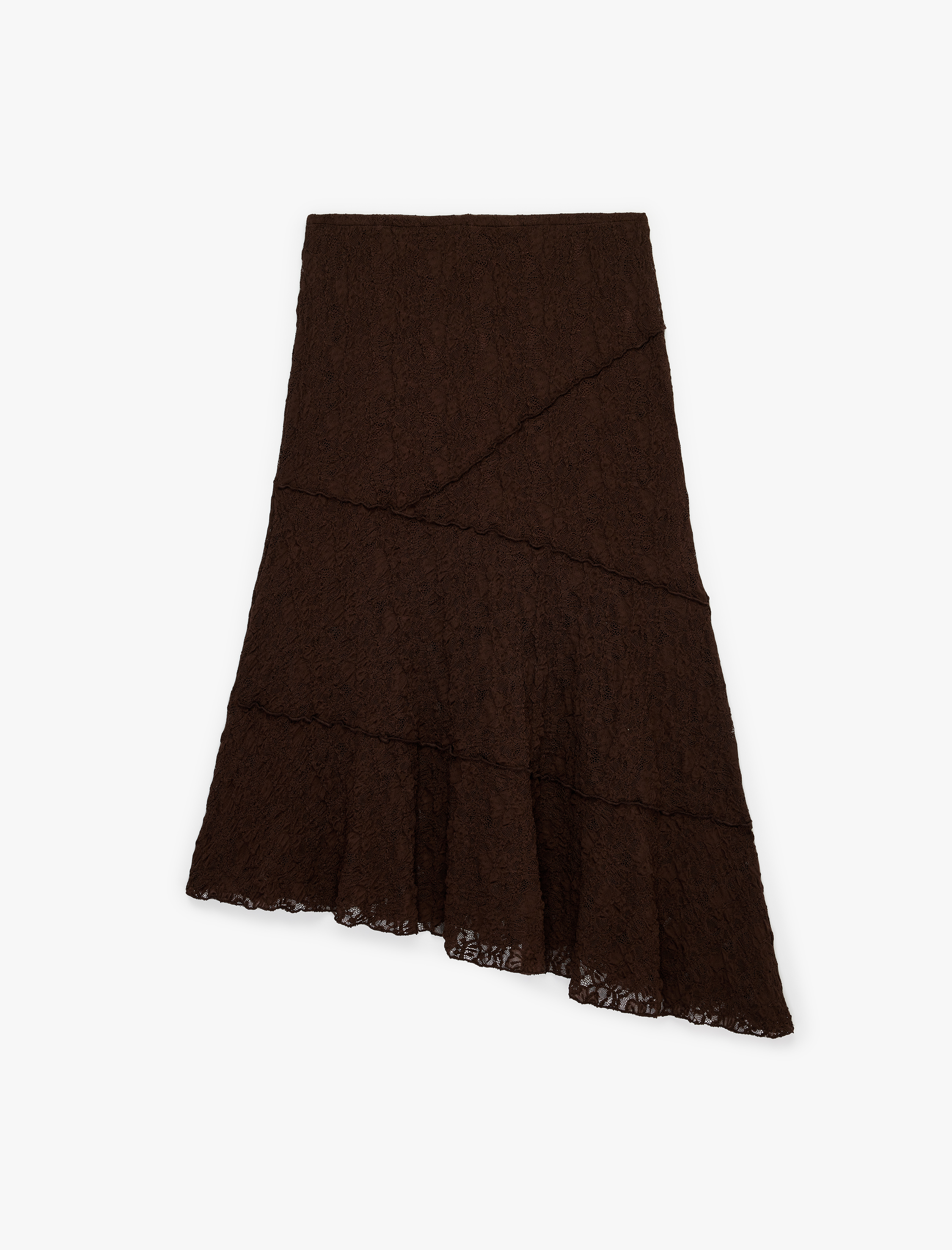   Asimetrik Kesim Uzun Dantel Etek