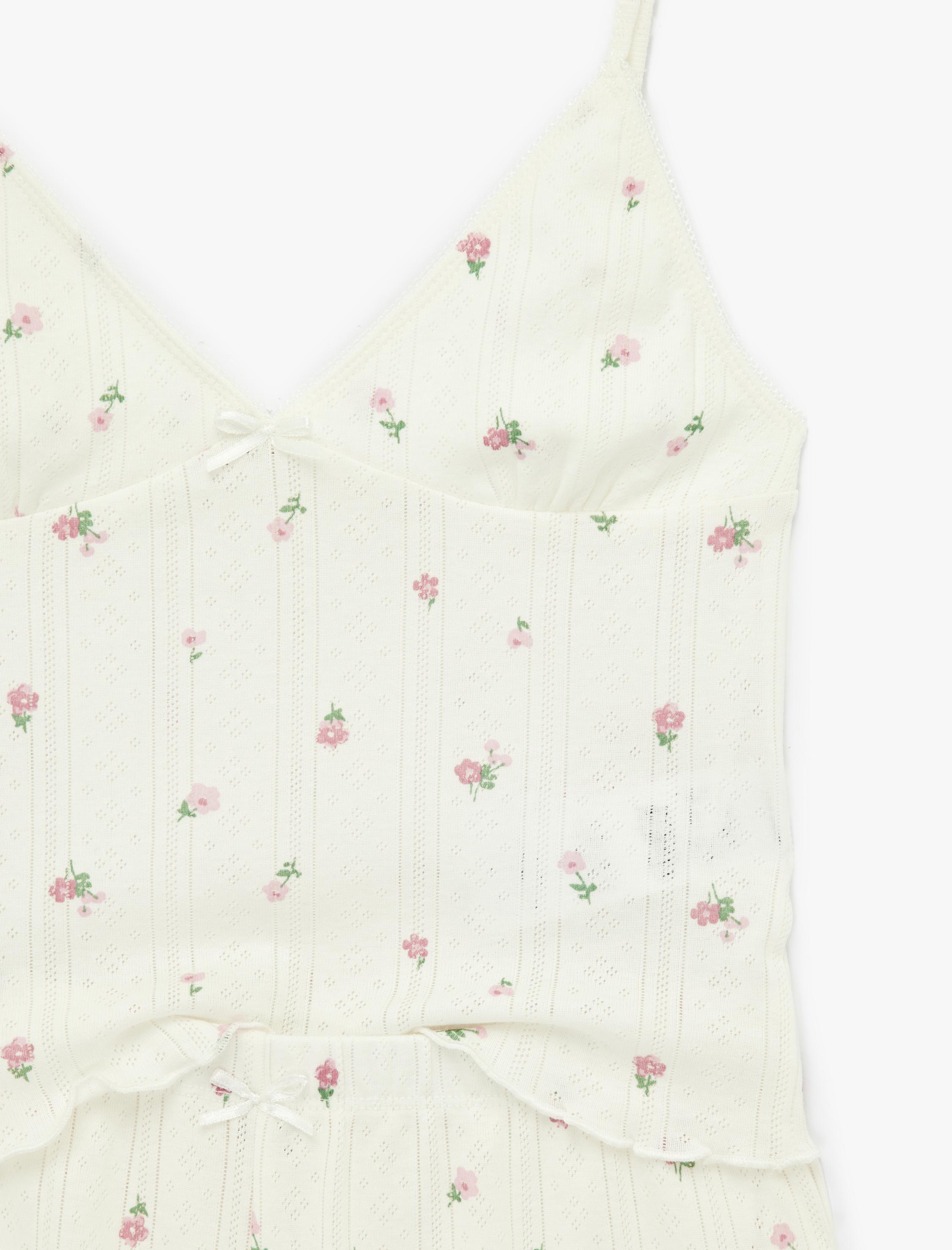   Rahat Kesim Kolsuz V Yaka Pamuklu Çiçekli Pijama Takımı - 2'li Set