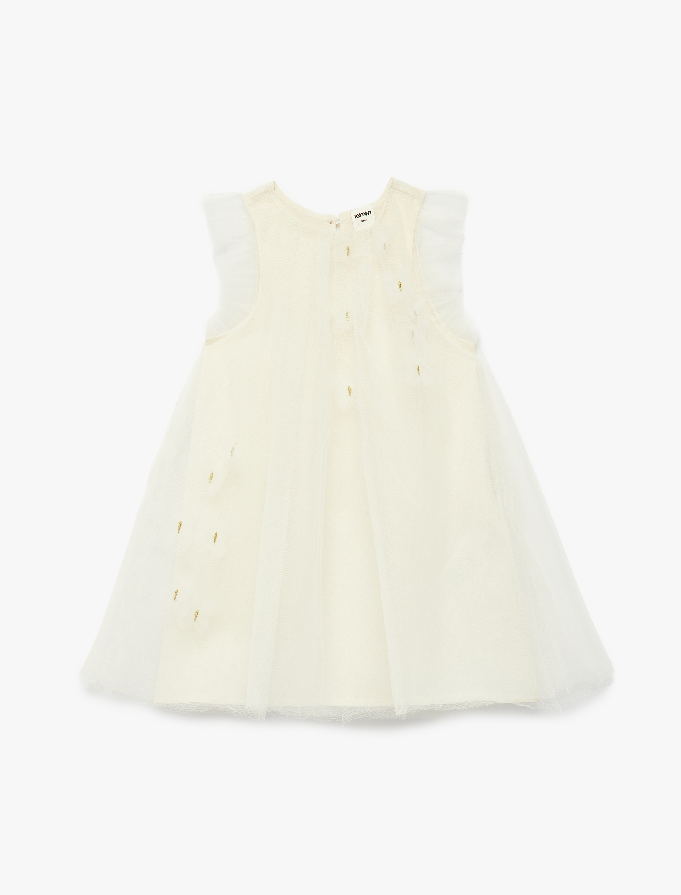  Kız Bebek Kolsuz Bisiklet Yaka A Kesim Astarlı Tül Elbise