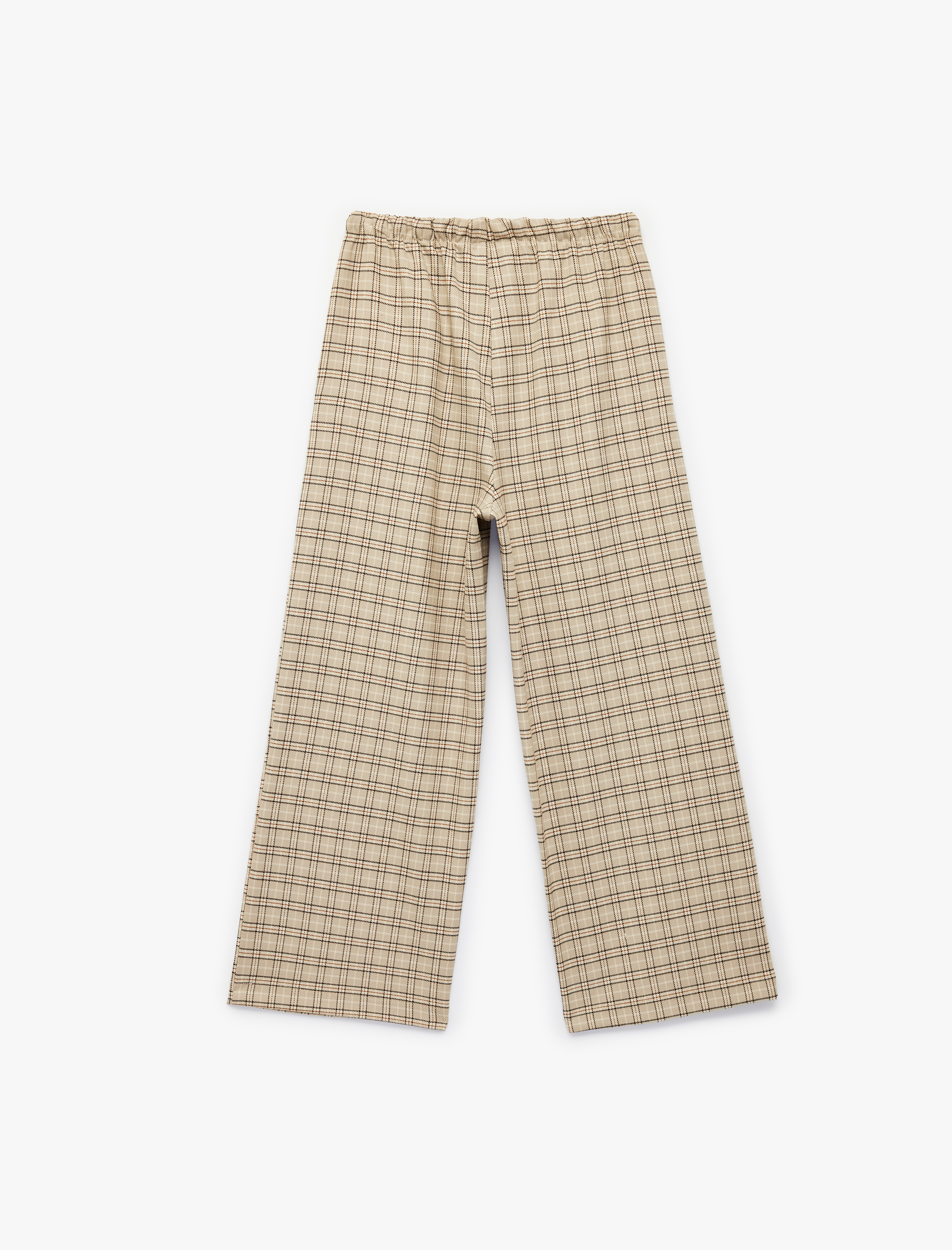  Kız Çocuk Viskon Karışımlı  Bol Kesim Geniş Paça Ekoseli Pantolon