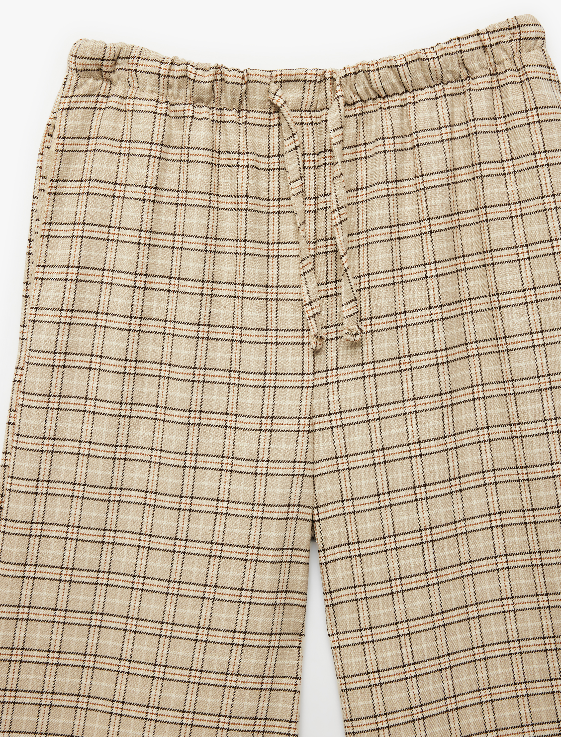  Kız Çocuk Viskon Karışımlı  Bol Kesim Geniş Paça Ekoseli Pantolon