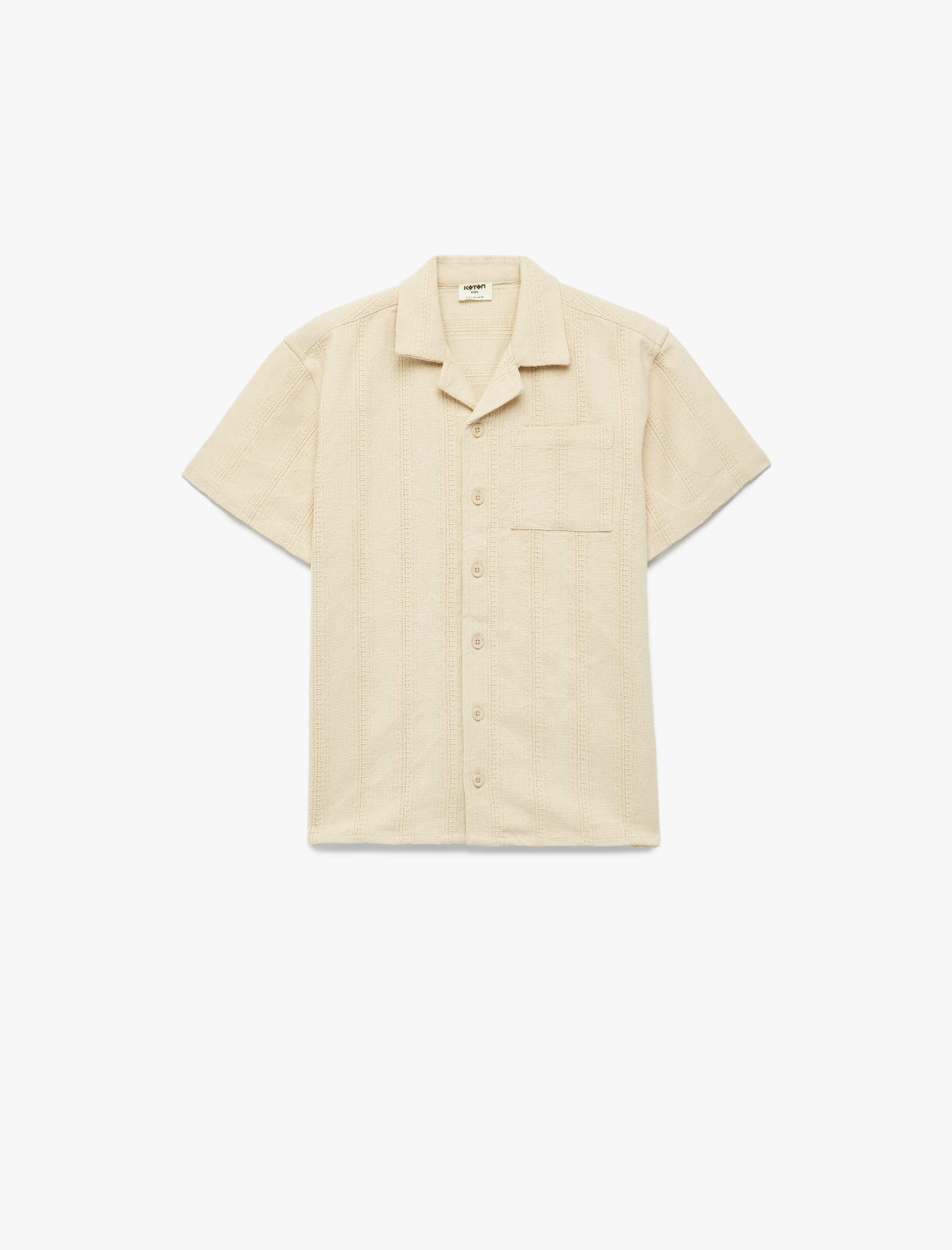  Erkek Çocuk Pamuklu Cep Detaylı Devrik Yaka Kısa Kollu Gömlek