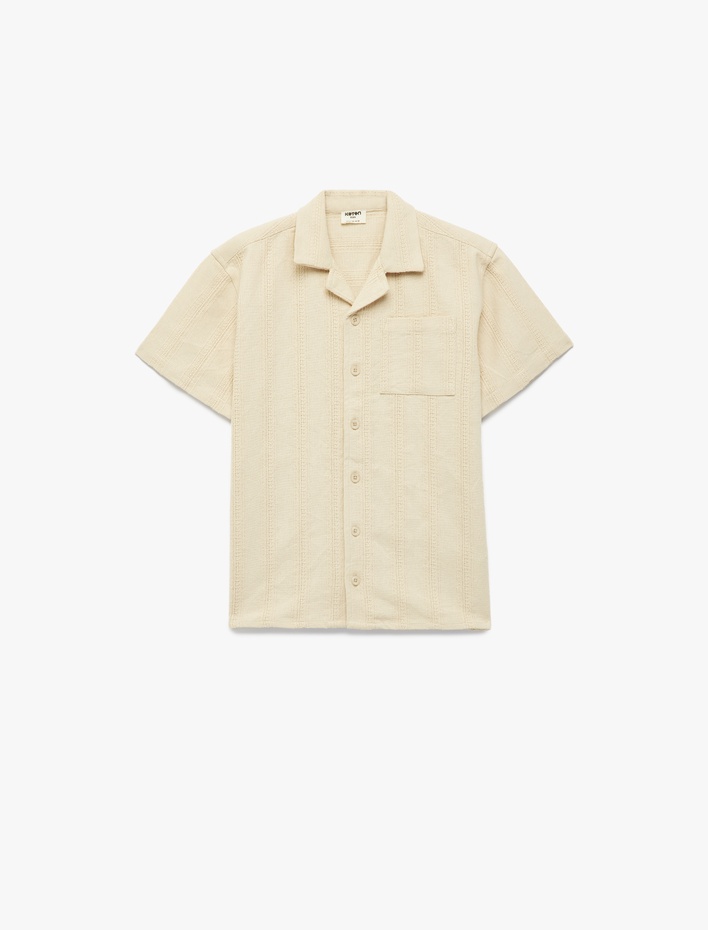 Erkek Çocuk Pamuklu Cep Detaylı Devrik Yaka Kısa Kollu Gömlek