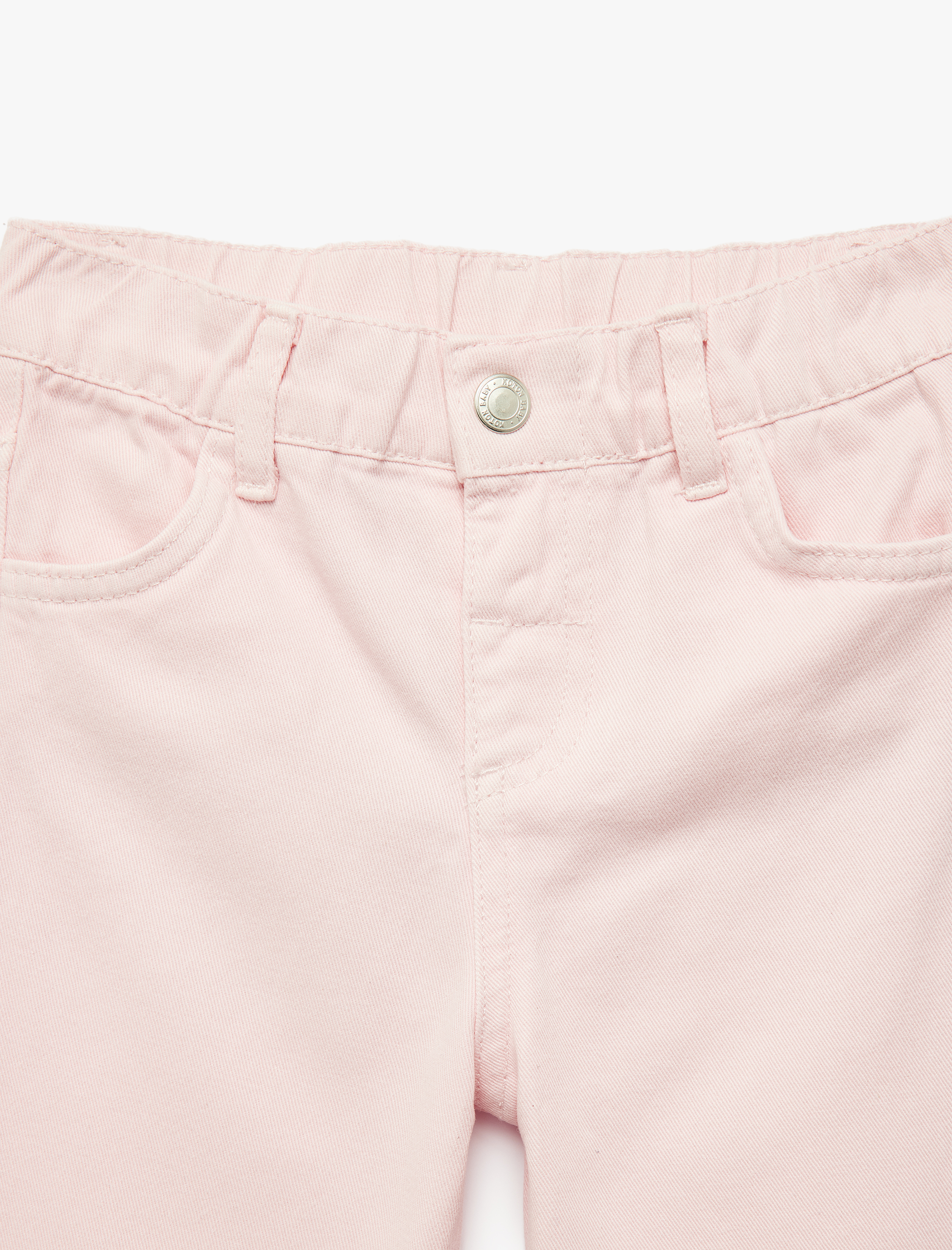  Kız Bebek Pamuklu Bol Kesim Fırfır Detaylı Denim Pantolon