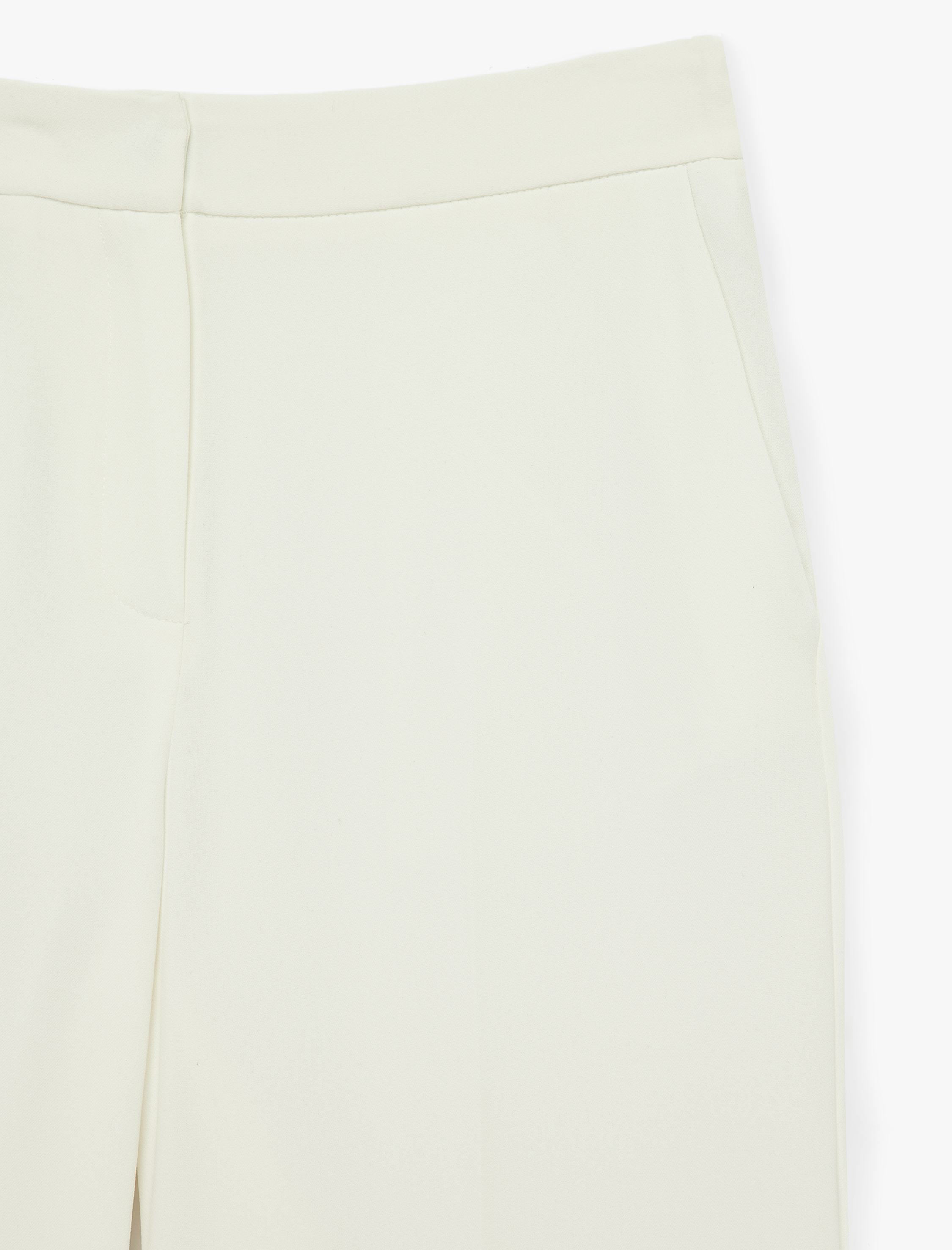   Yüksek Bel Cep Detaylı Krep Kumaş Geniş Paça Pantolon