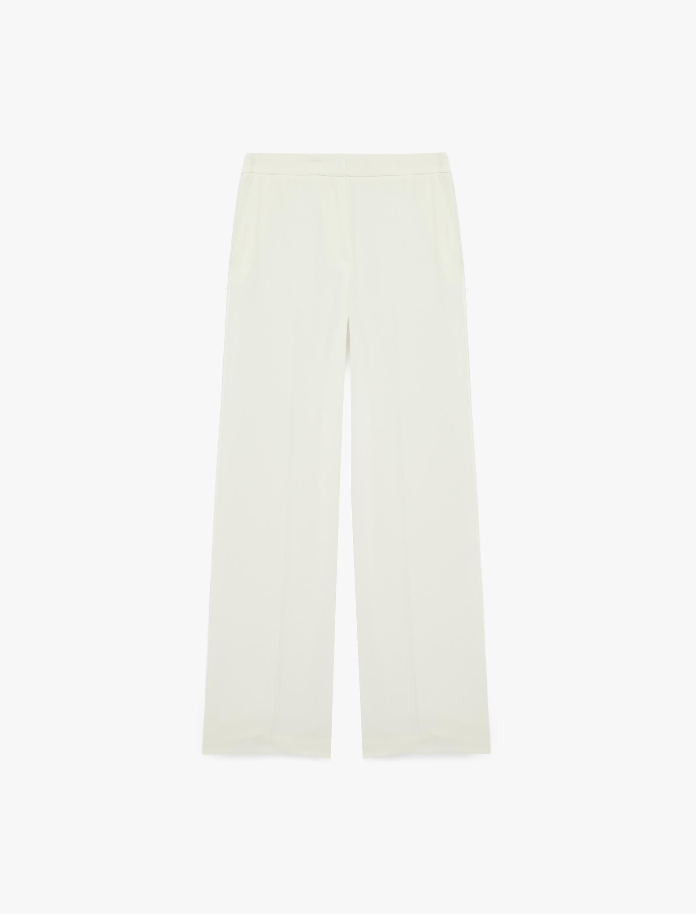   Yüksek Bel Cep Detaylı Krep Kumaş Geniş Paça Pantolon