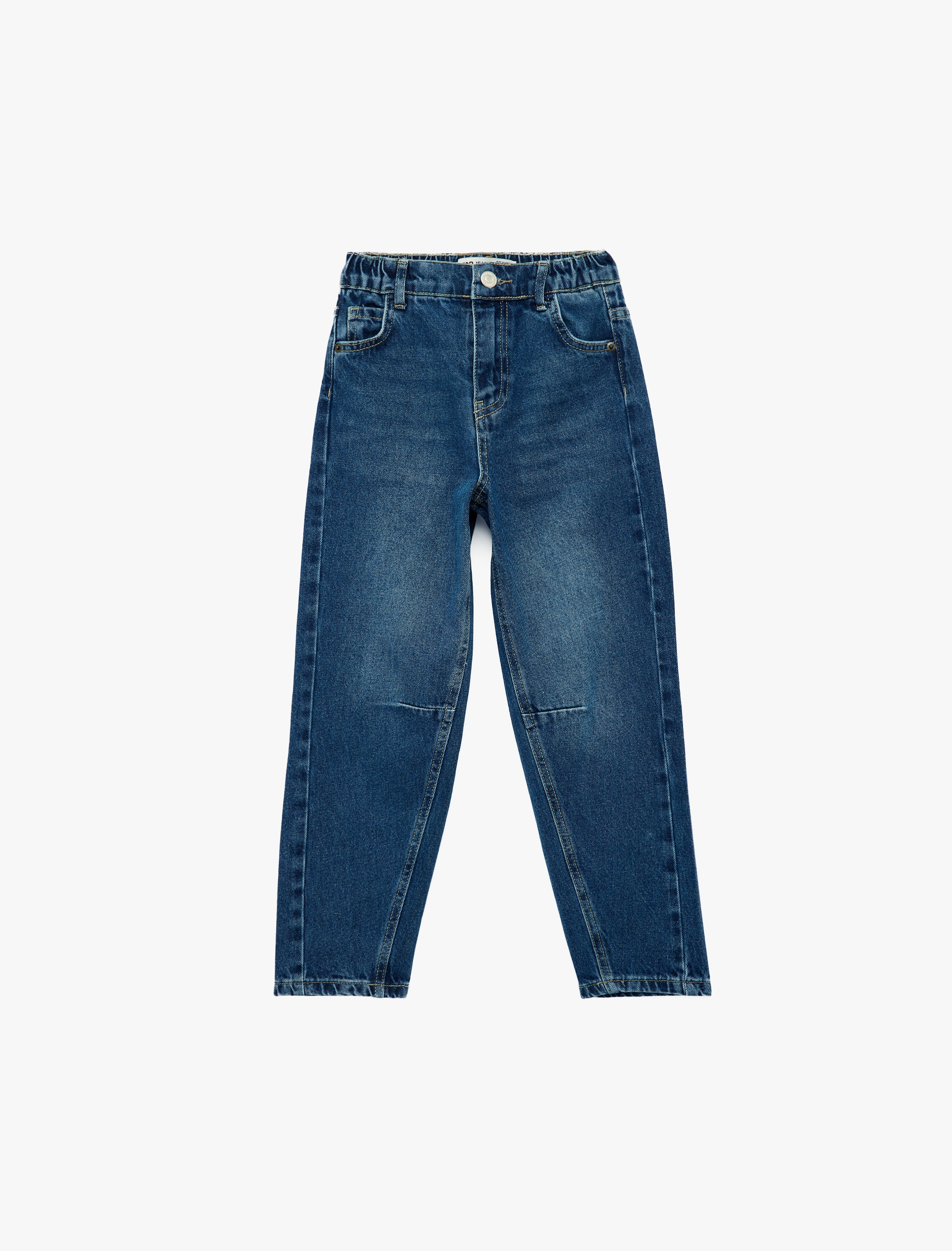  Erkek Çocuk Pamuklu Cepli Beli Lastikli Rahat Kesim Denim Pantolon