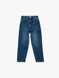 Pamuklu Cepli Beli Lastikli Rahat Kesim Denim Pantolon