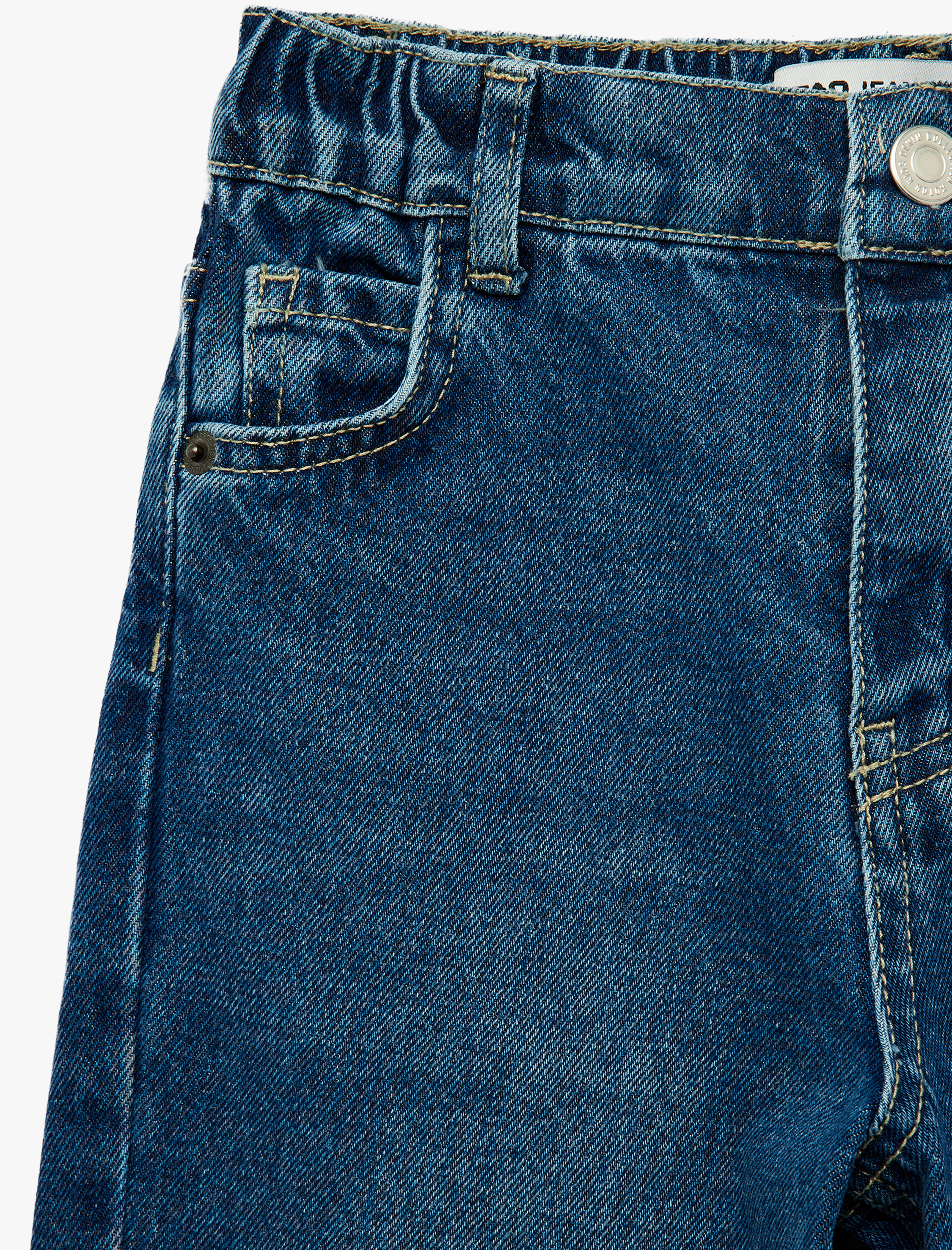  Erkek Çocuk Pamuklu Cepli Beli Lastikli Rahat Kesim Denim Pantolon