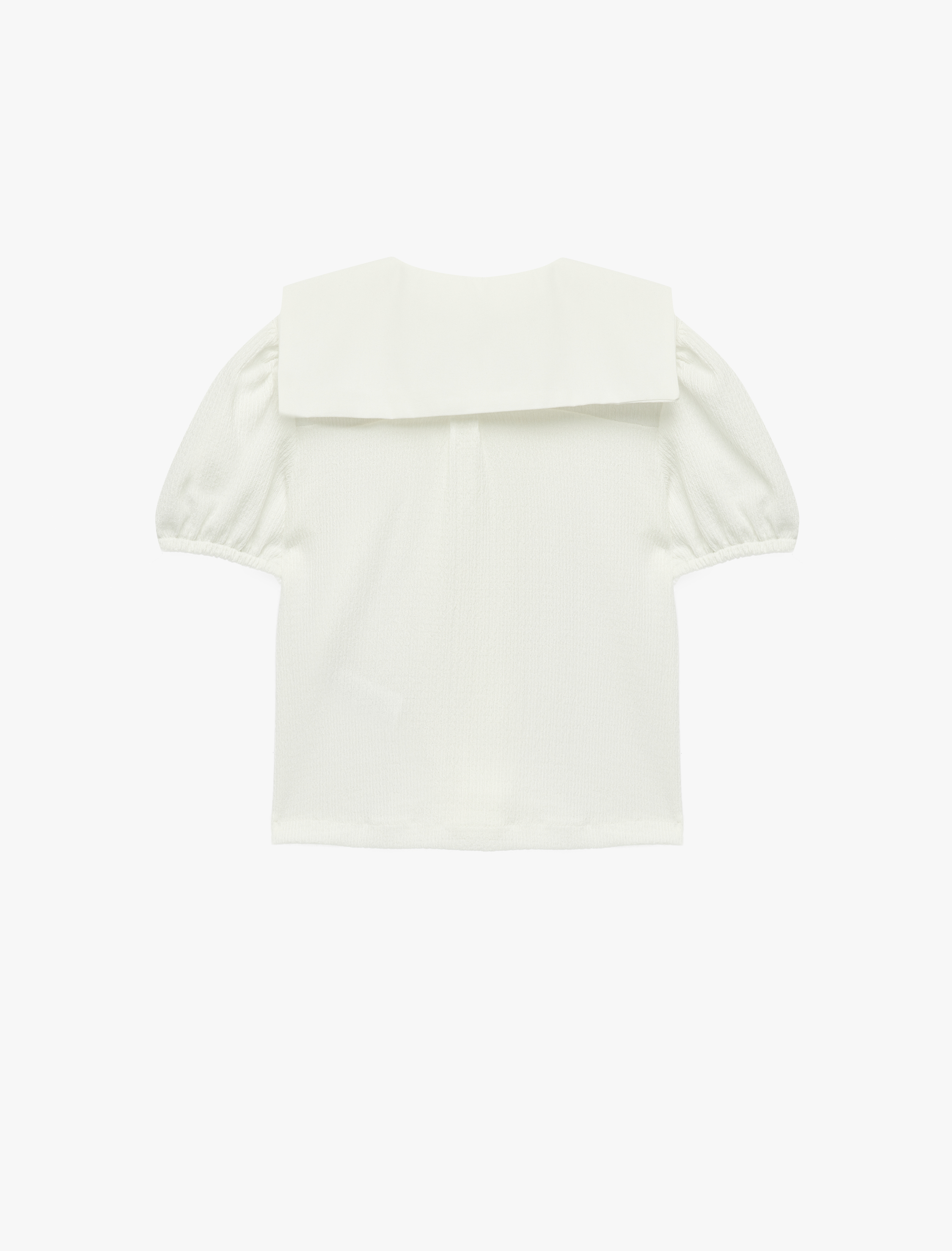  Kız Bebek Balon Kollu Fiyonklu Bürümcük Bebe Yaka Bluz