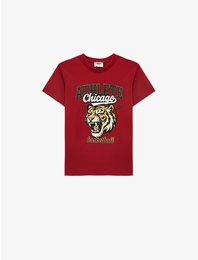 Kaplan Baskılı Bisiklet Yaka Kısa Kollu Pamuklu Tişört