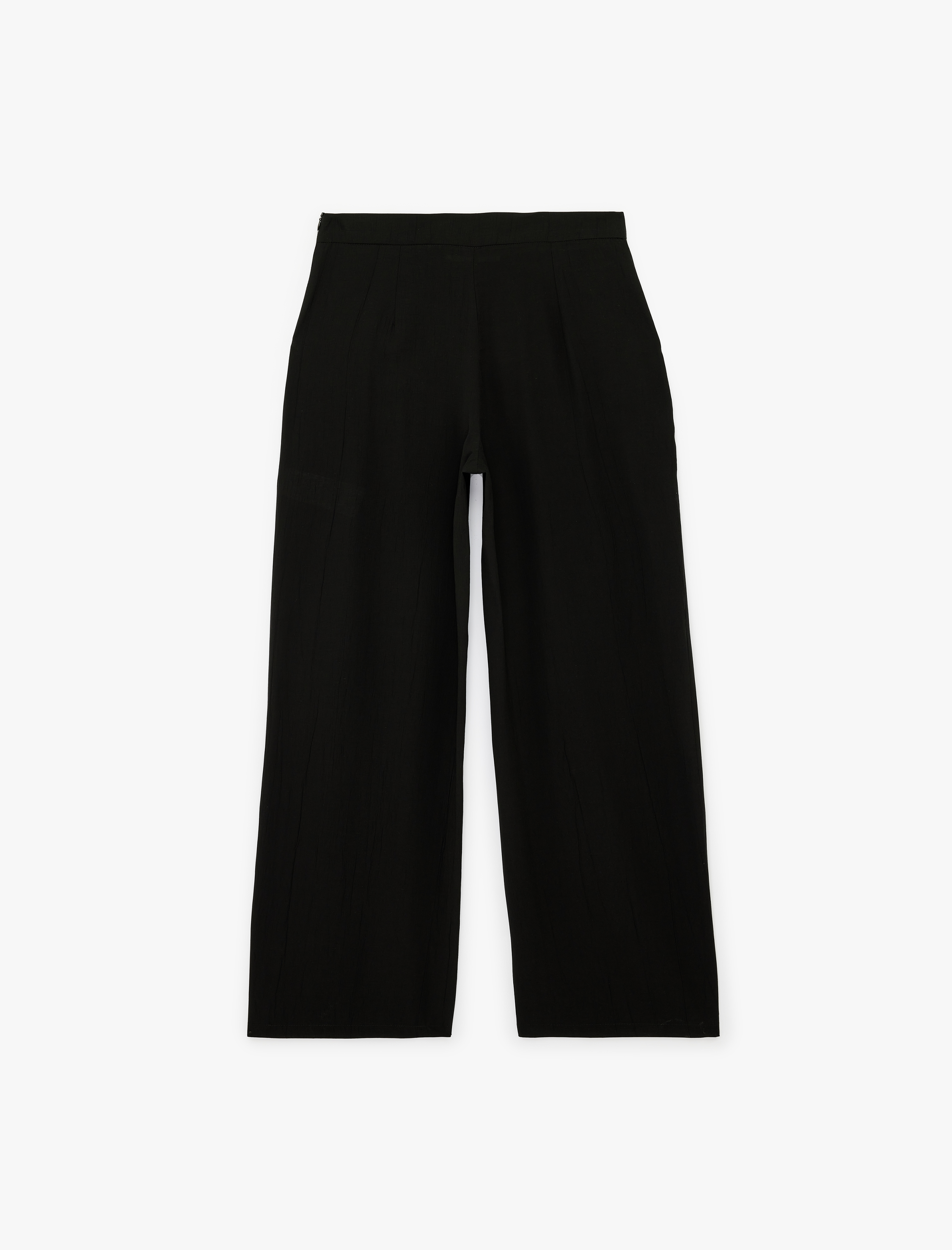   Rahat Kalıp Normal Bel Cep Detaylı Viskon Geniş Paça Pantolon