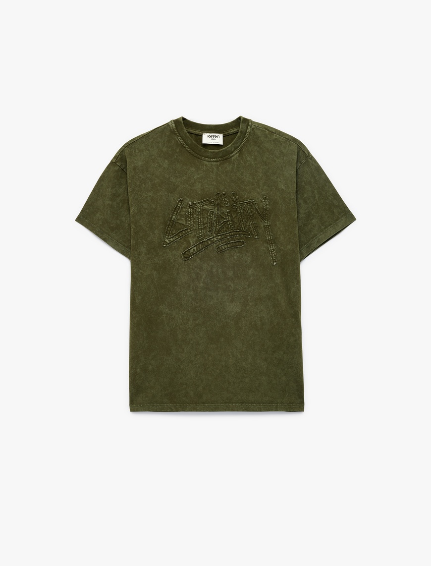 Koton Baskılı Kısa Kollu Bisiklet Yaka Pamuklu T-Shirt
