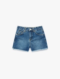 Cepli Bol Kesim Püsküllü Paça Pamuklu Denim Şort