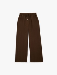 Beli Lastikli Bağlamalı Geniş Paça Pantolon