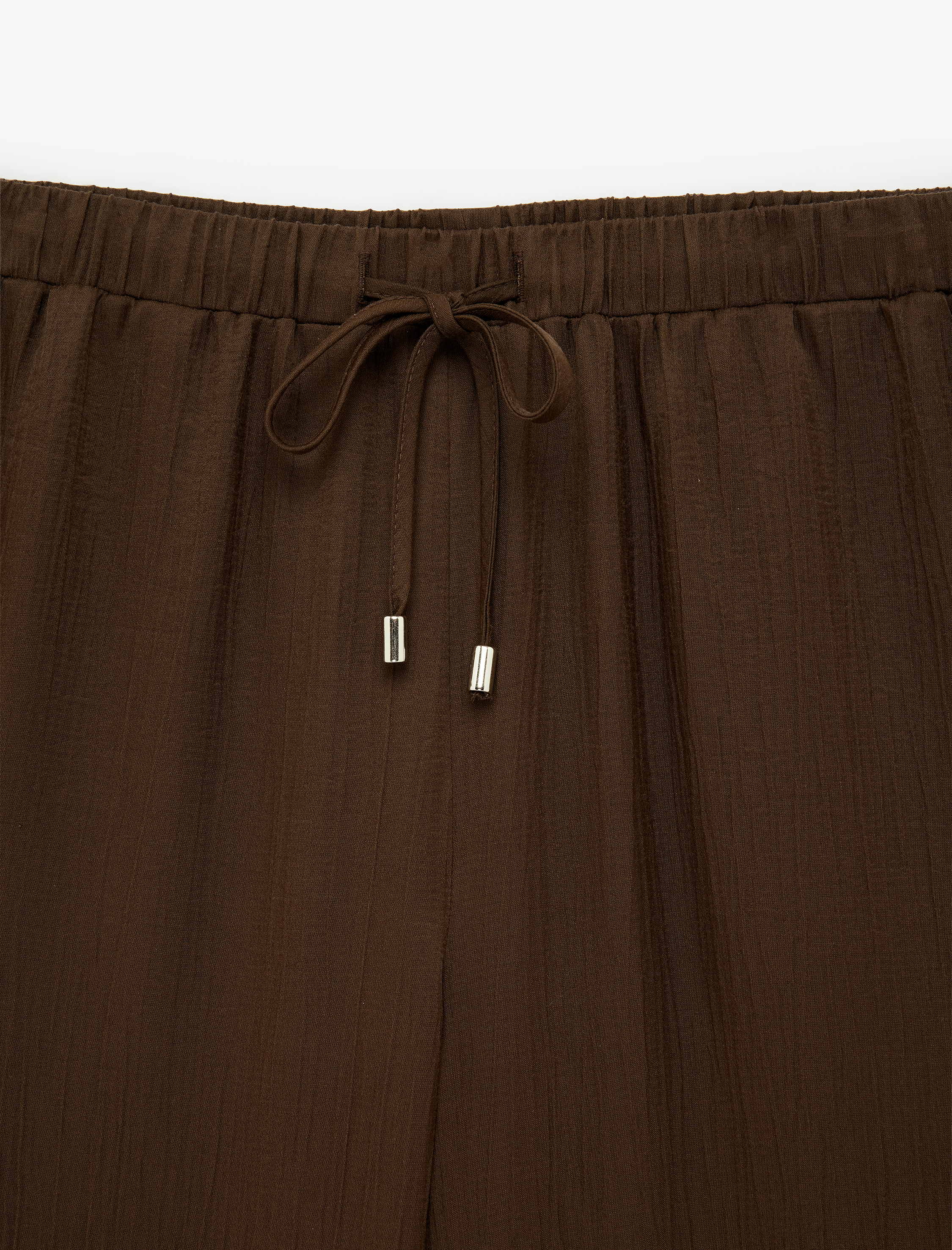   Beli Lastikli Bağlamalı Geniş Paça Pantolon