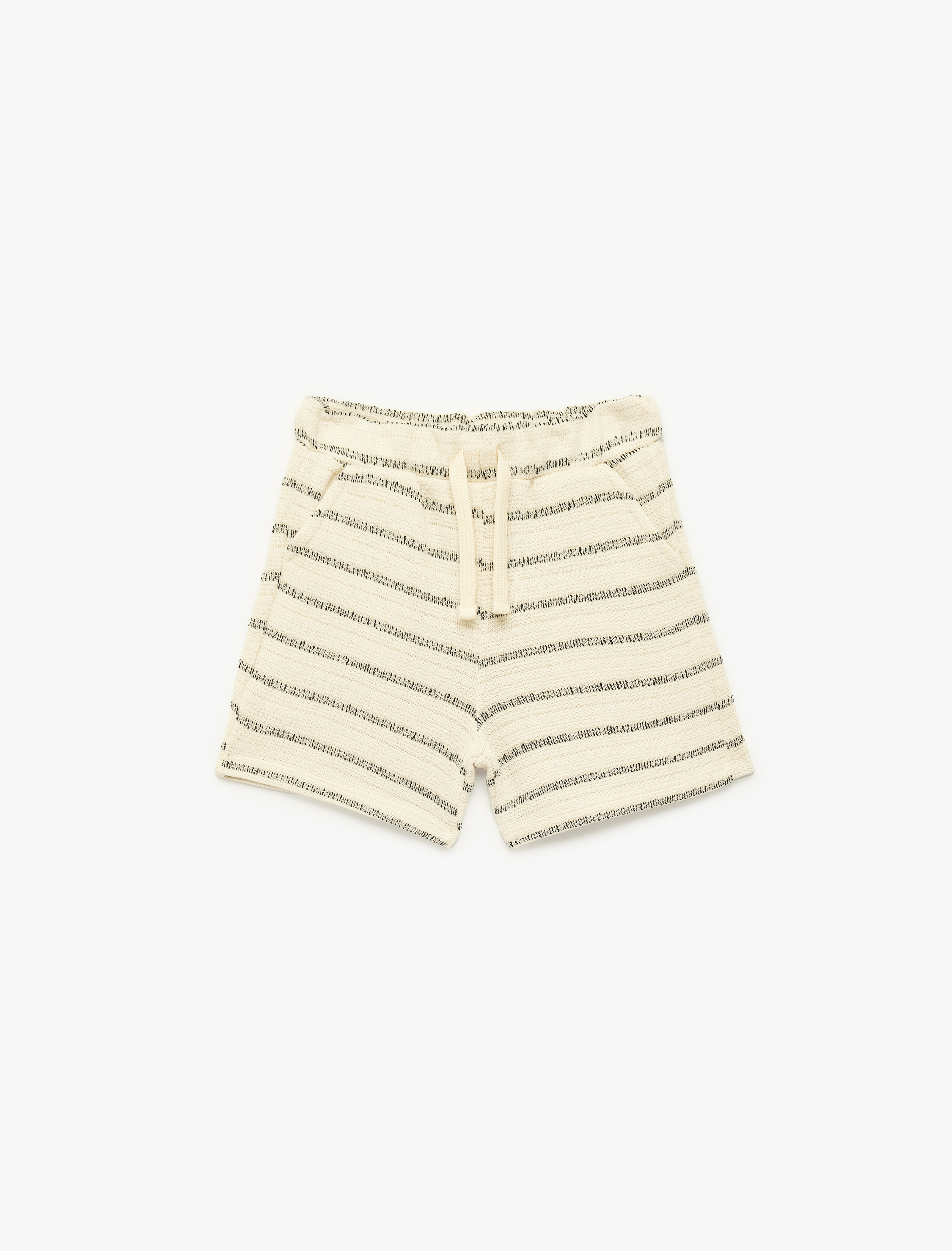  Erkek Bebek Beli Lastikli Cep Detaylı Pamuklu Çizgili Şort