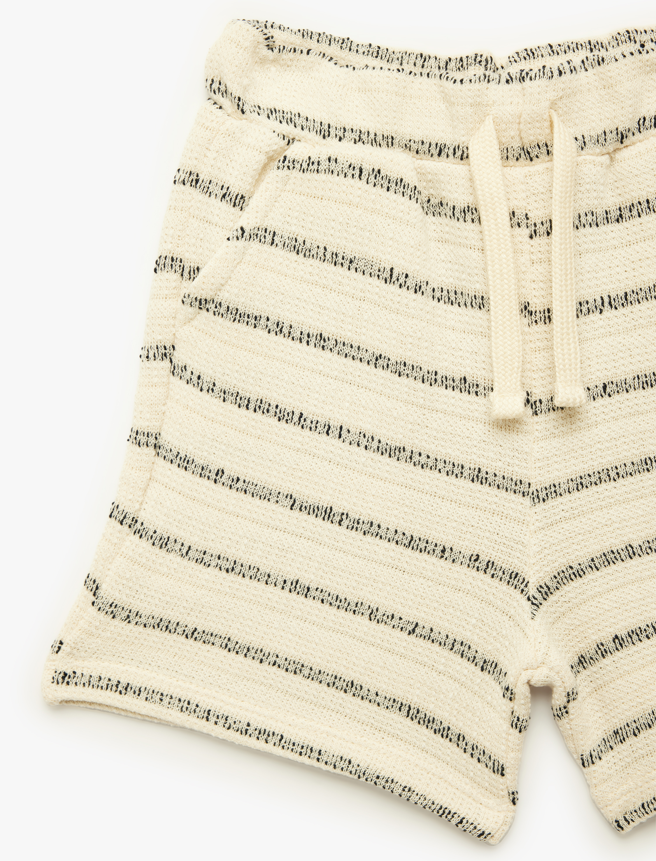  Erkek Bebek Beli Lastikli Cep Detaylı Pamuklu Çizgili Şort