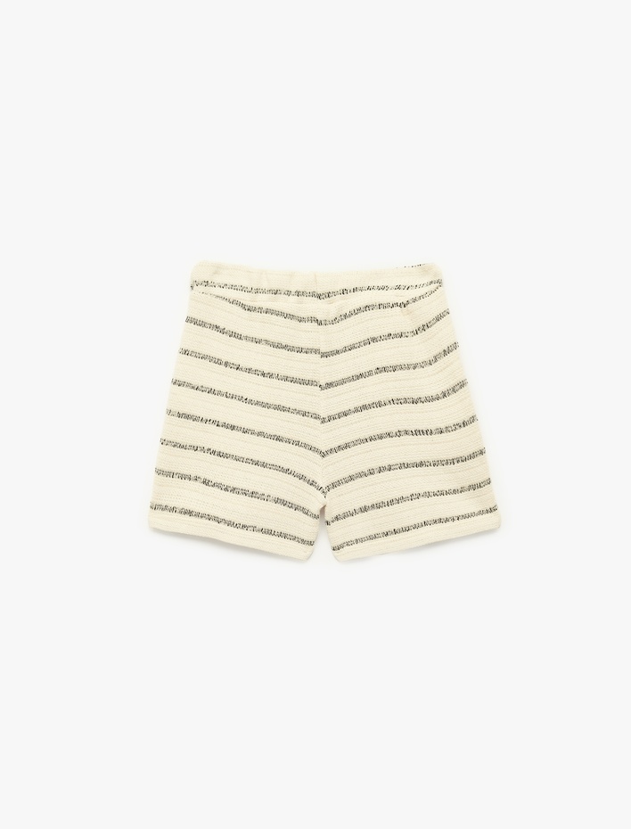 Erkek Bebek Beli Lastikli Cep Detaylı Pamuklu Çizgili Şort