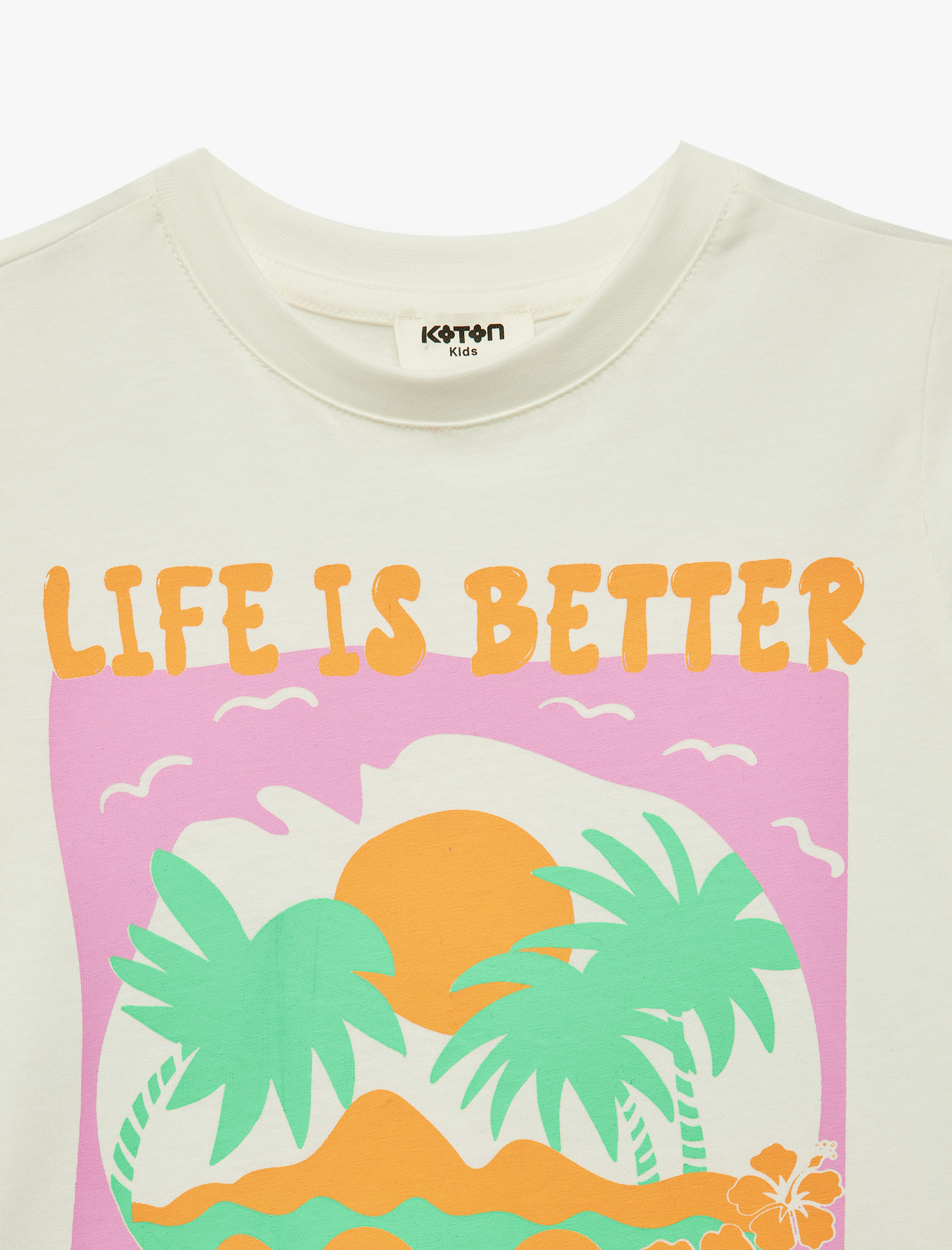  Kız Çocuk Baskılı Kısa Kollu Bisiklet Yaka Pamuklu Tişört