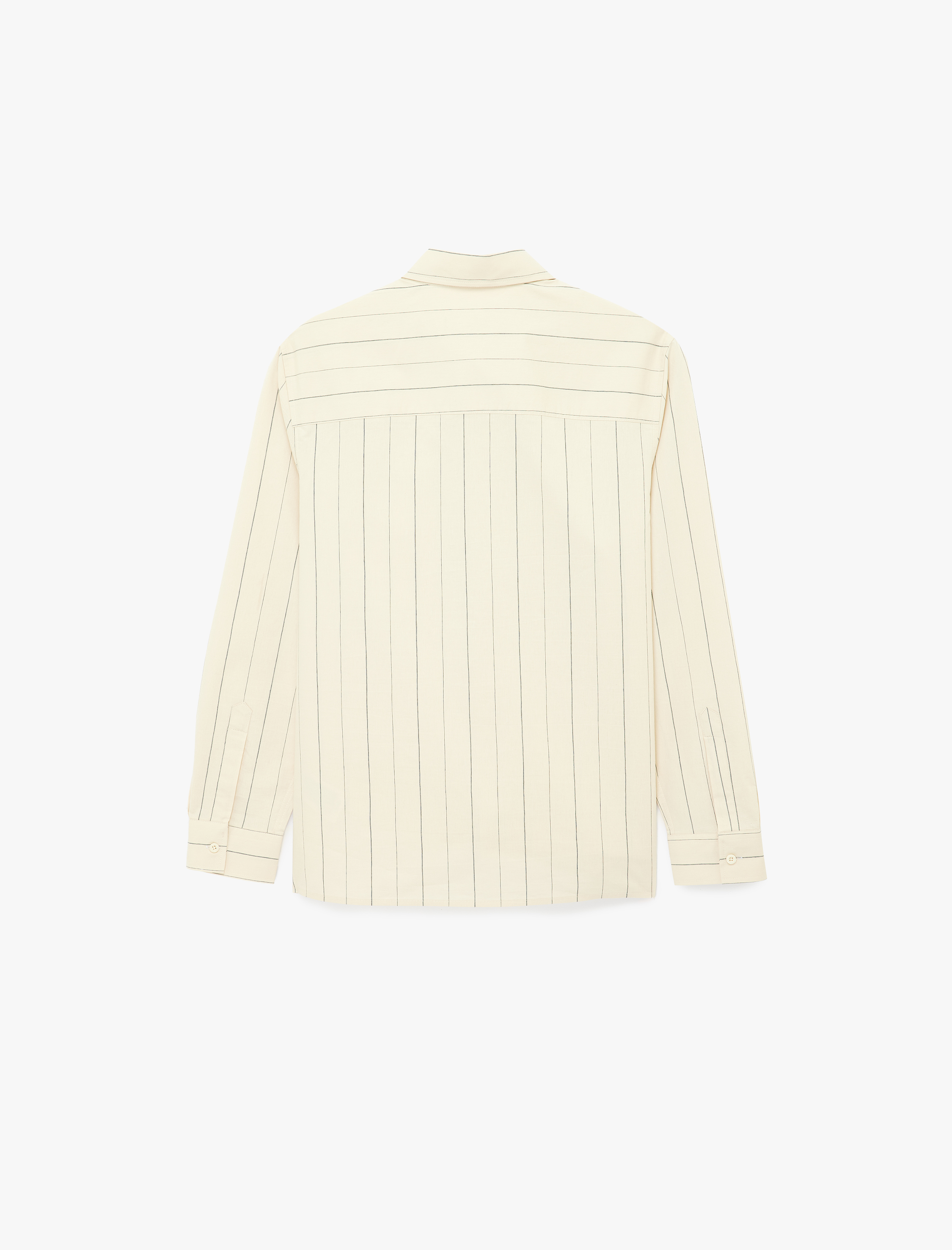   Klasik Yaka Regular Fit Pamuklu Cepli Çizgili Uzun Kollu Gömlek