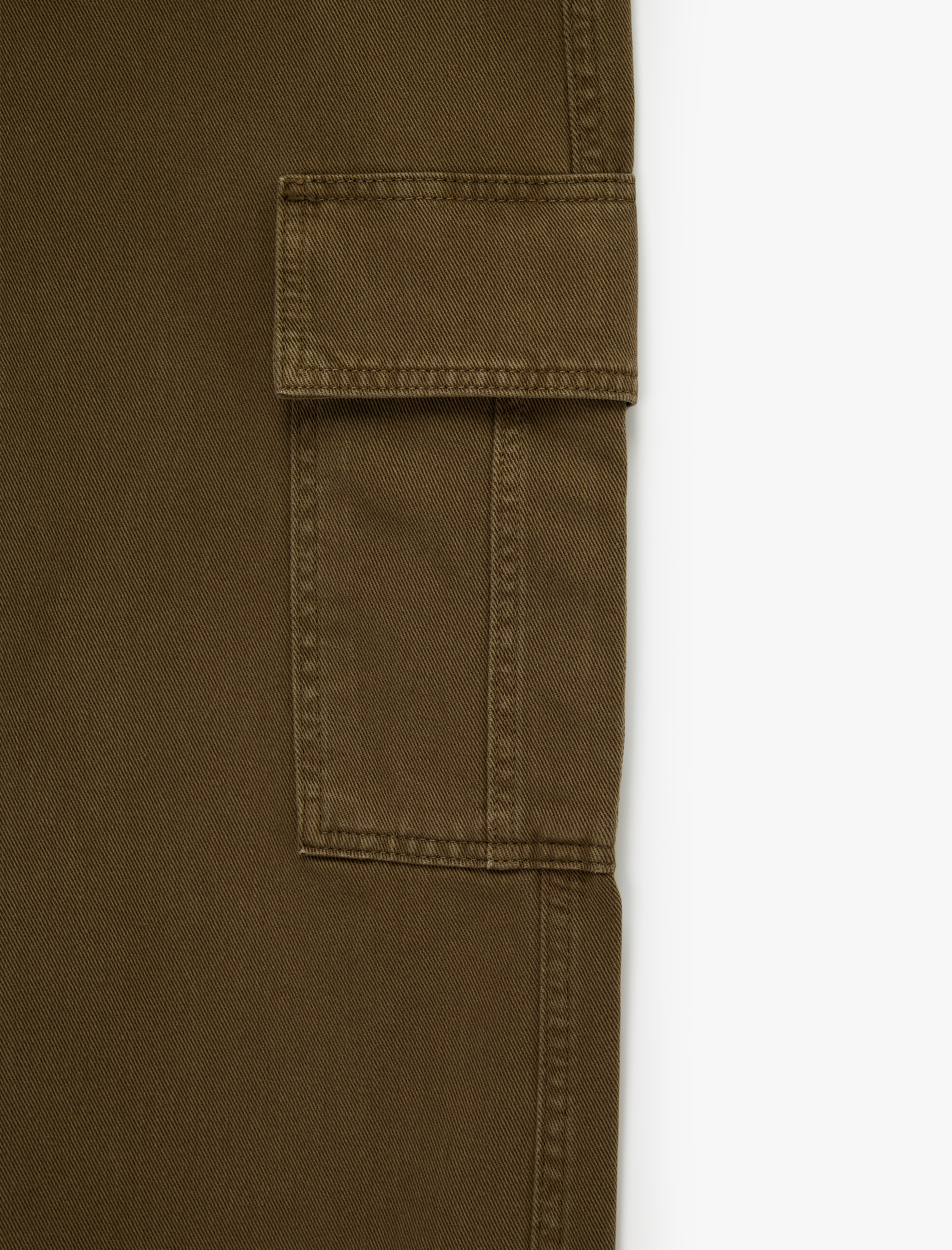   Pamuklu Beli Bağcıklı Cepli Straight Fit Jean Kargo Pantolon