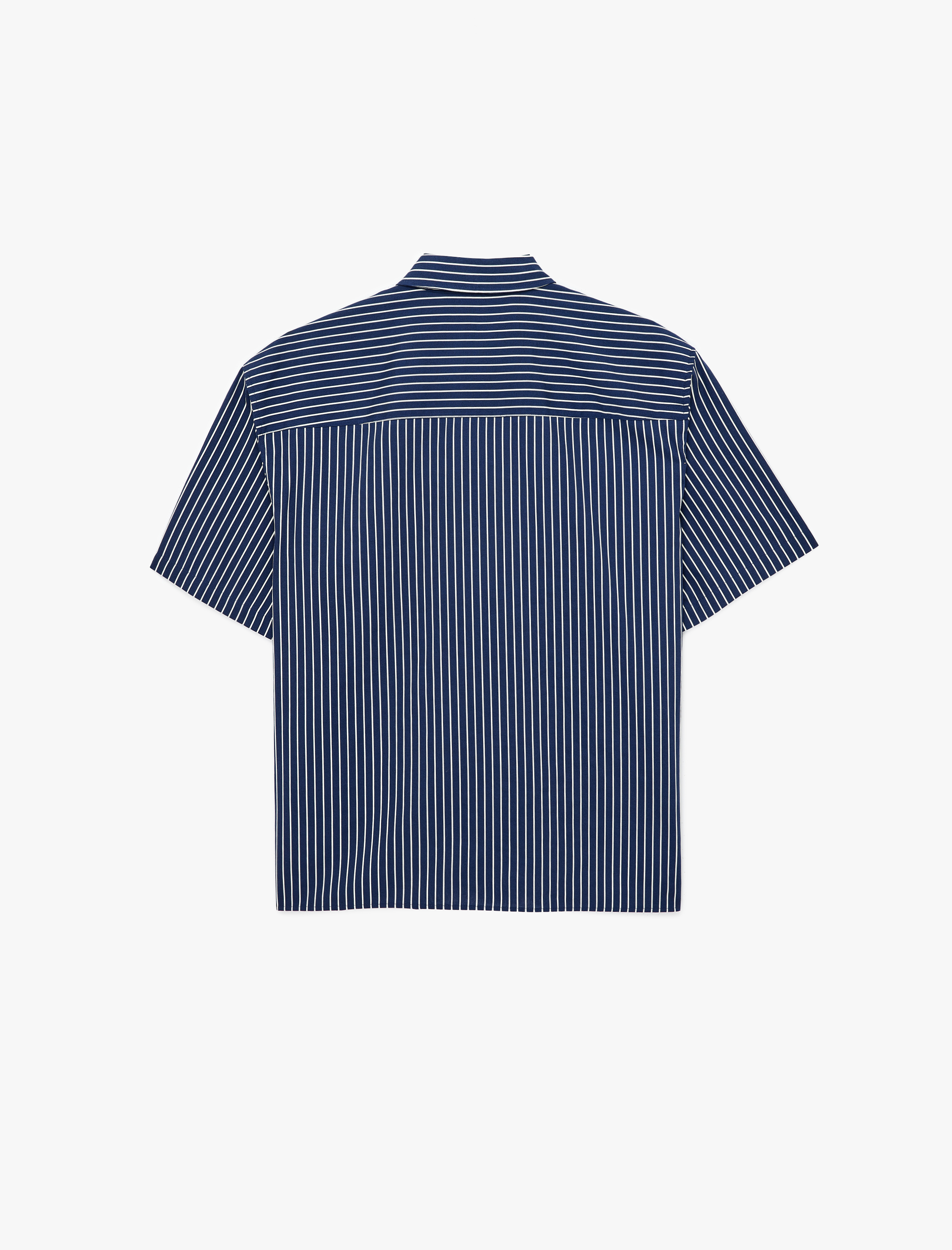   Rahat Kalıp Kısa Kollu Klasik Yaka Pamuklu Çizgili Gömlek