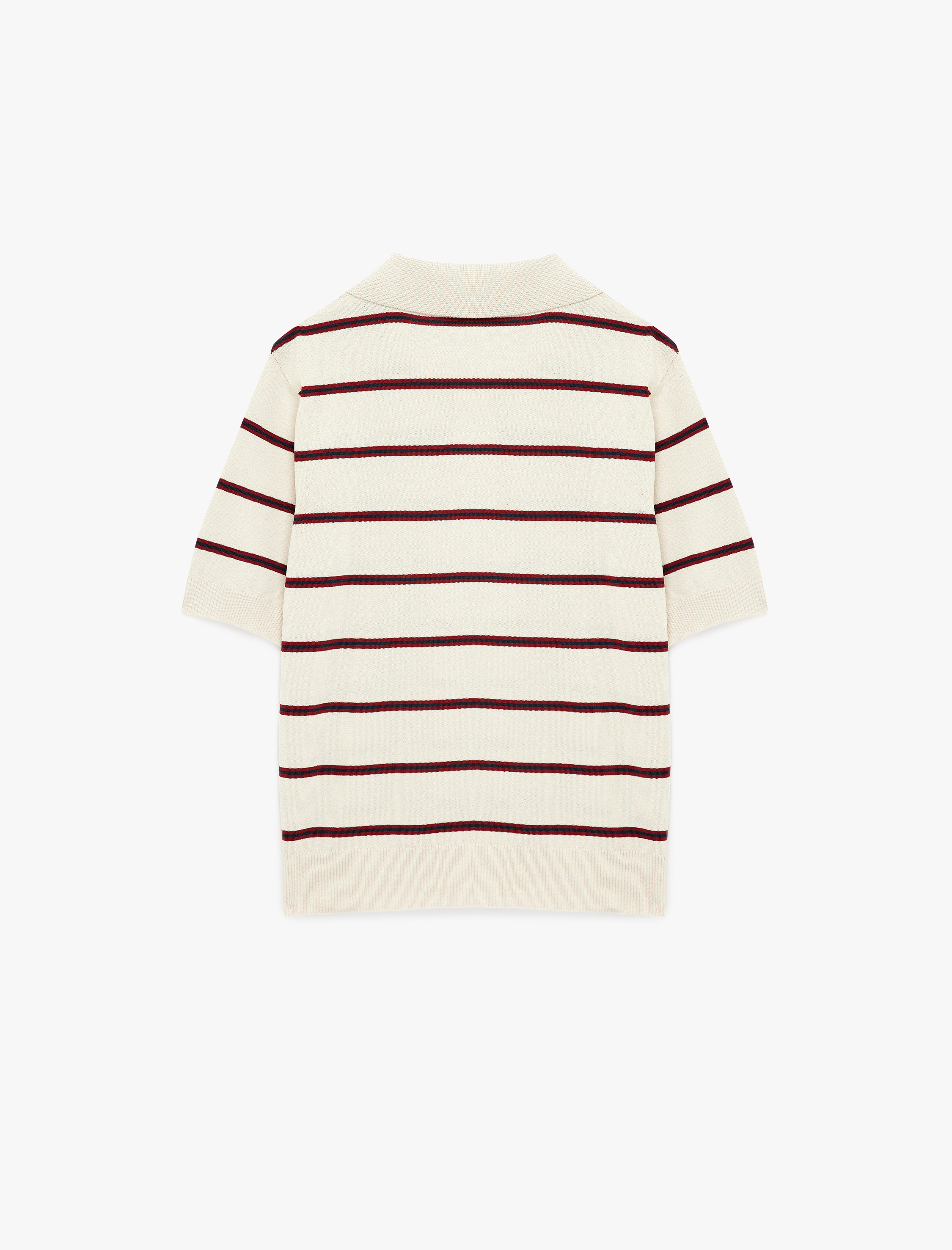   Kısa Kollu Polo Yaka Çizgili Triko Tişört