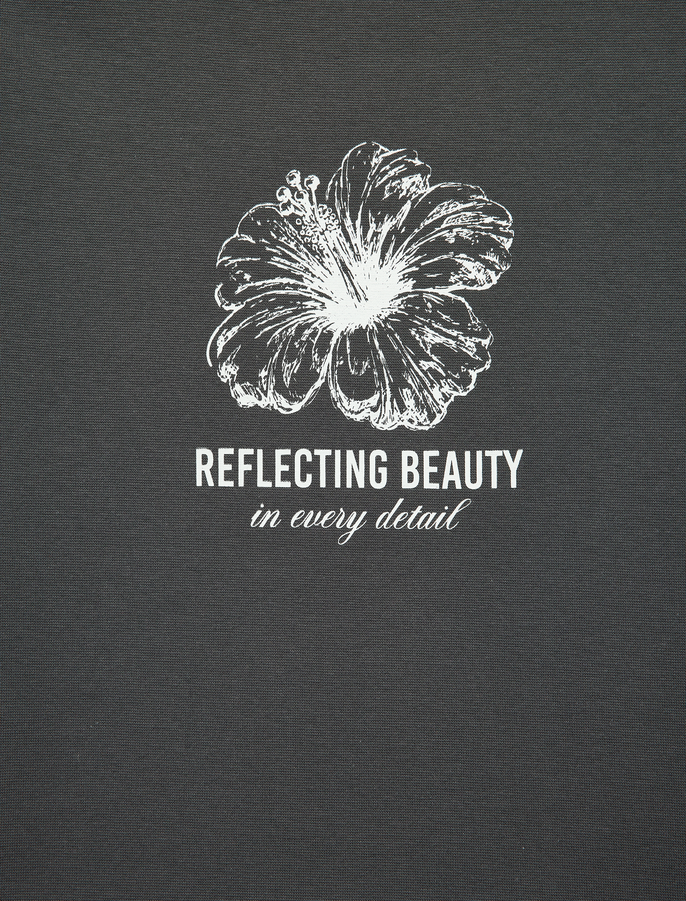   Slim Fit Kısa Kollu Bisiklet Yaka Pamuklu Hibiskus Baskılı Tişört