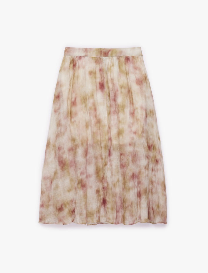  Renk Geçişli Çan Kesim Midi Etek