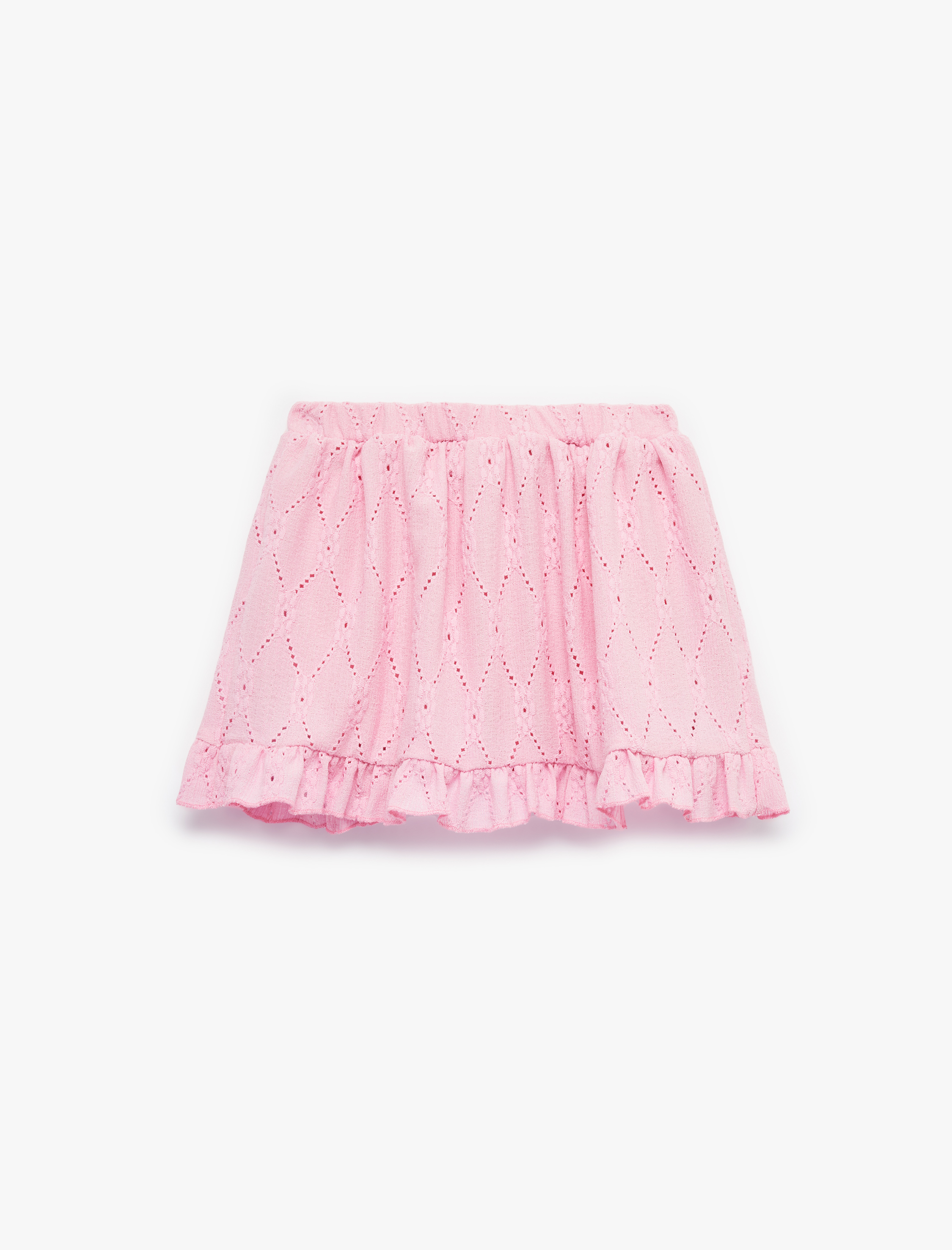  Kız Bebek Beli Lastikli Fırfır Detaylı A Kesim Brodeli Etek