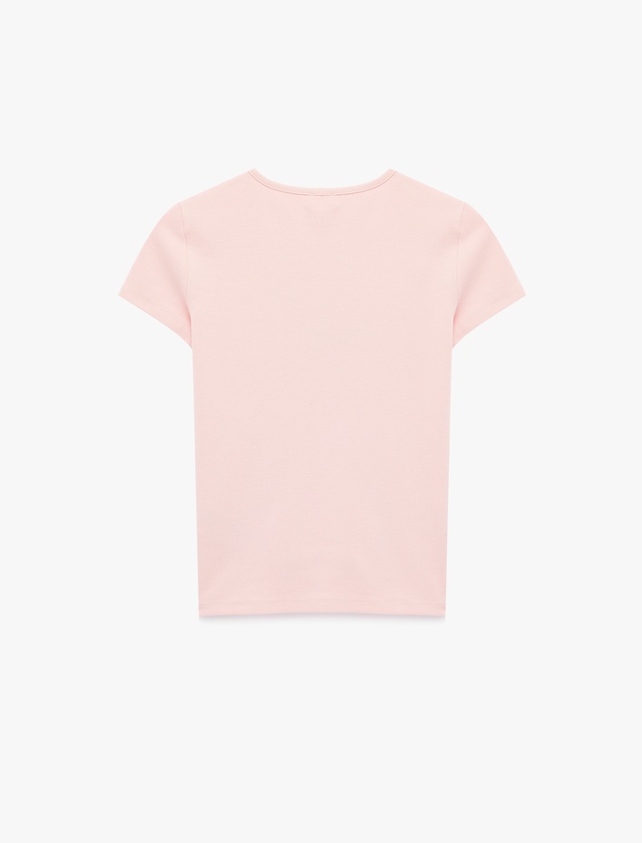  Slim Fit Kısa Kollu Bisiklet Yaka Köpek Nakışlı Tişört