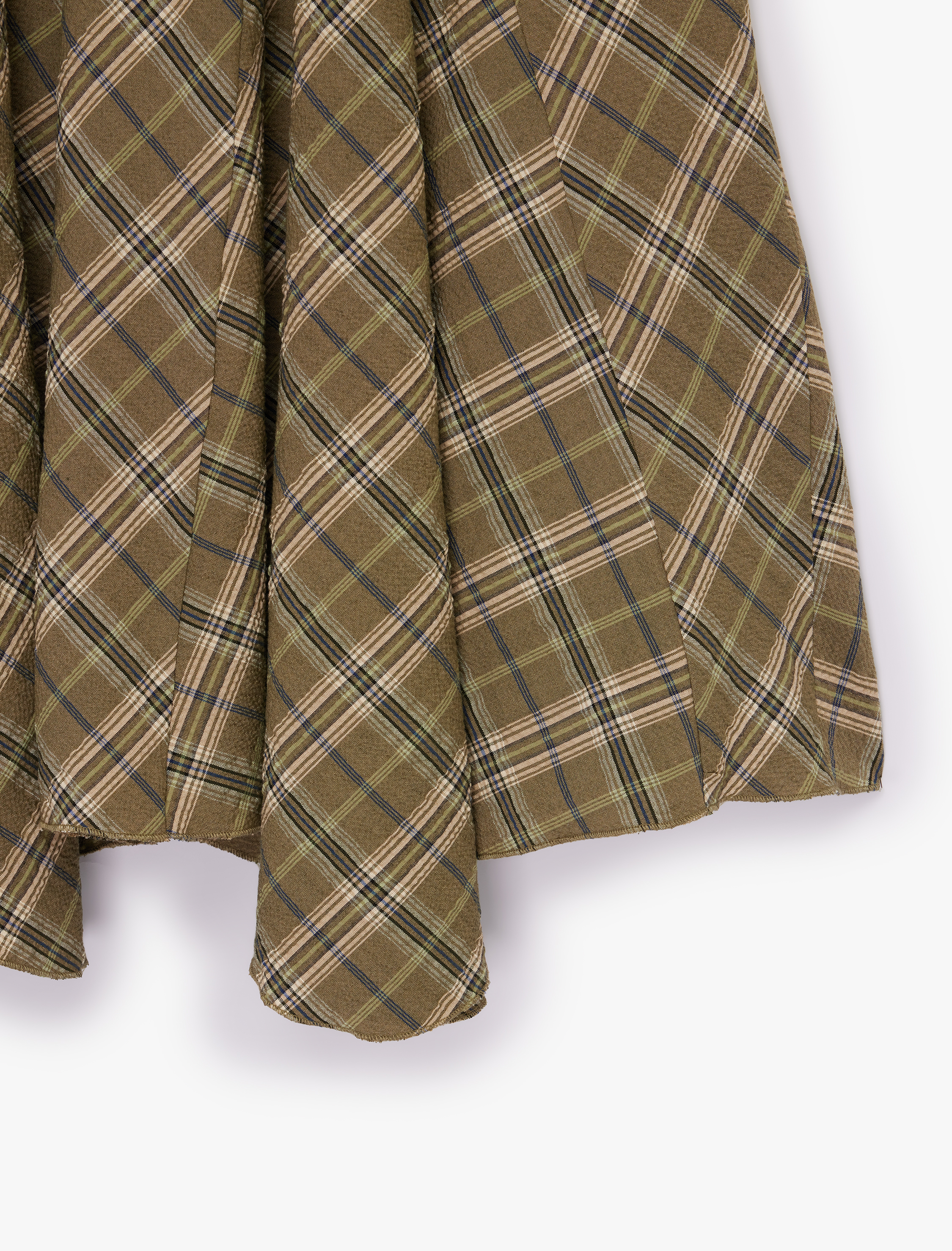   Viskon Karışımlı Asimetrik Kesim Midi Ekose Etek