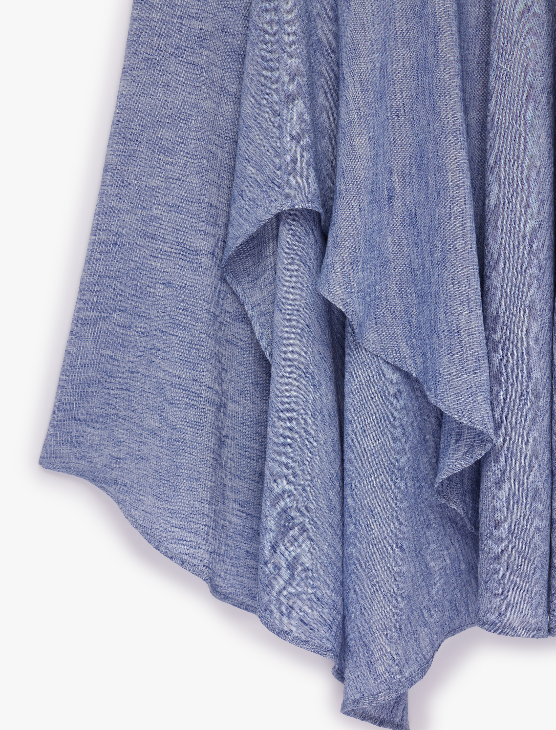   Asimetrik Kesim Normal Bel Midi Keten Görünümlü Etek