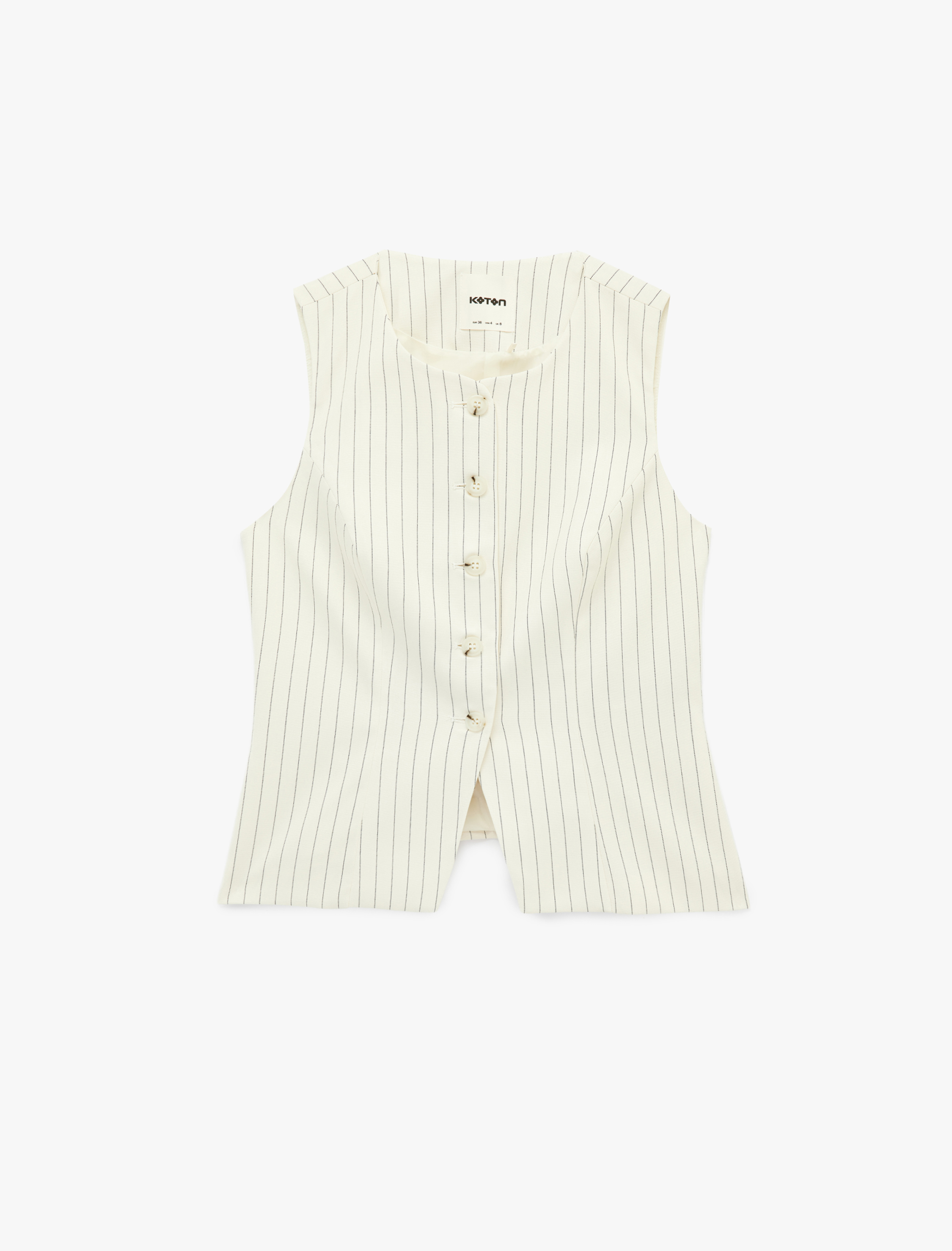   Slim Fit Bisiklet Yaka Çizgili Yelek