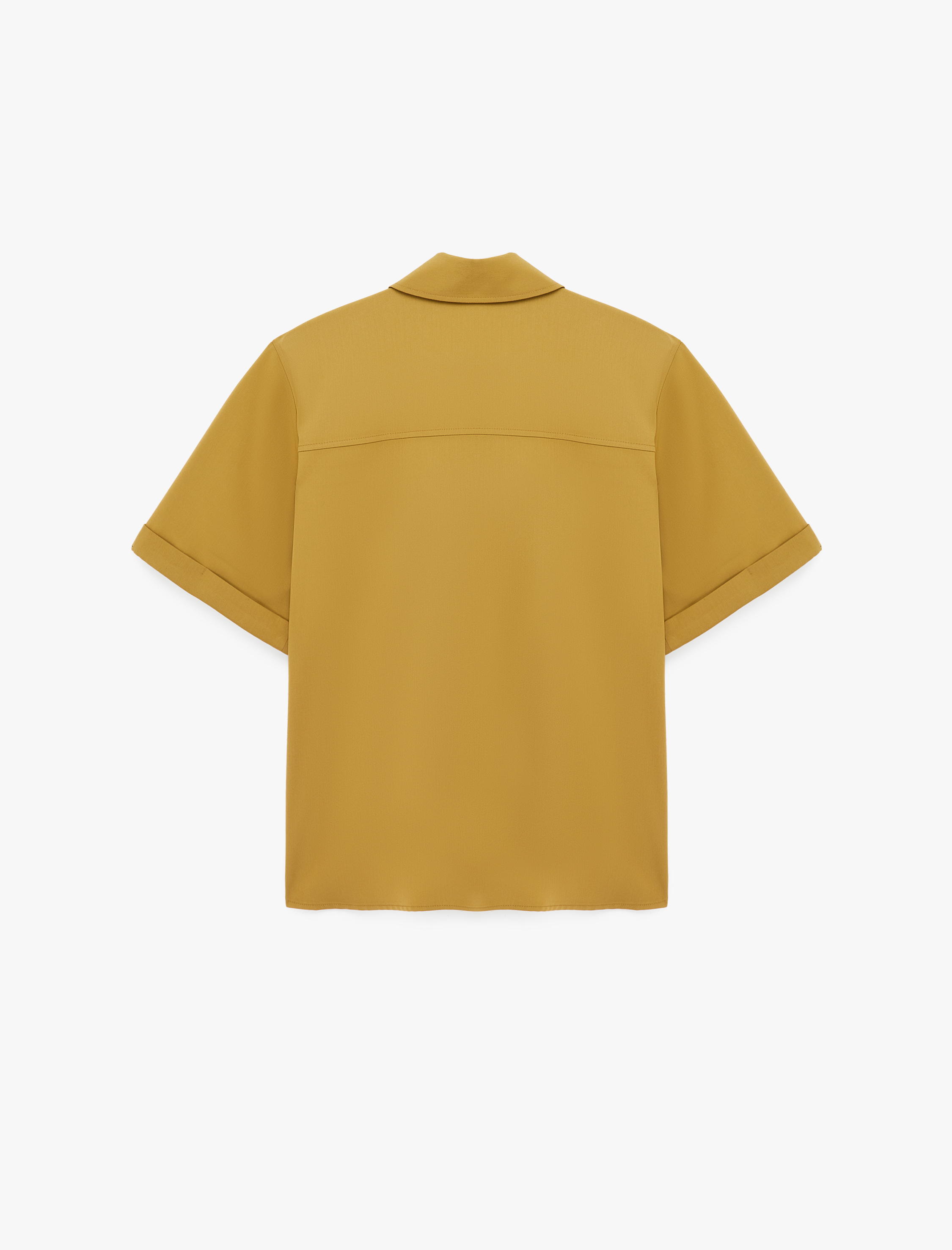   Viskon Karışımlı Düğmeli Cep Detaylı Kısa Kollu Gömlek Yaka Bluz