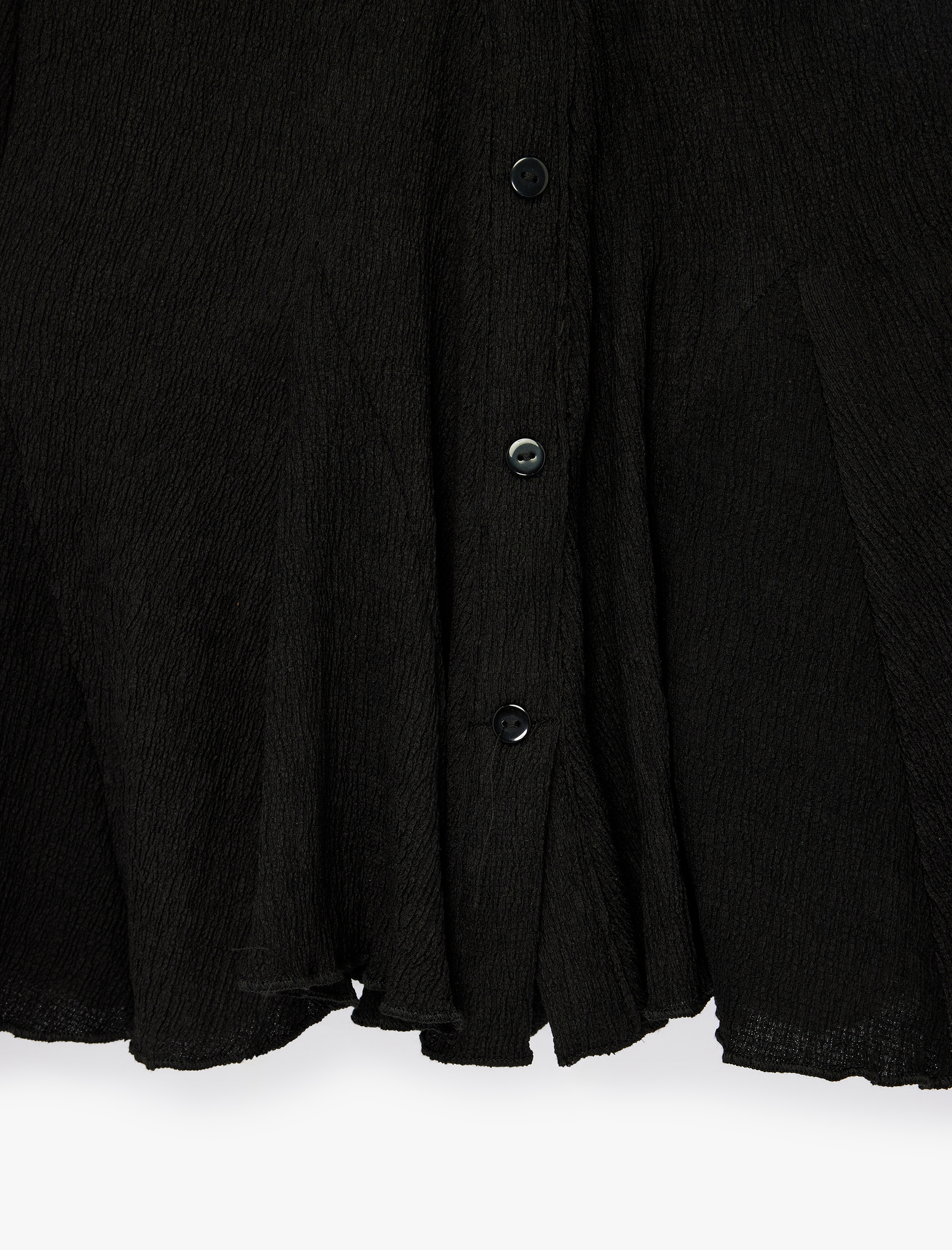   Düğmeli Büzgülü Volanlı Kolsuz Viskon Karışımlı Mini Gömlek Elbise