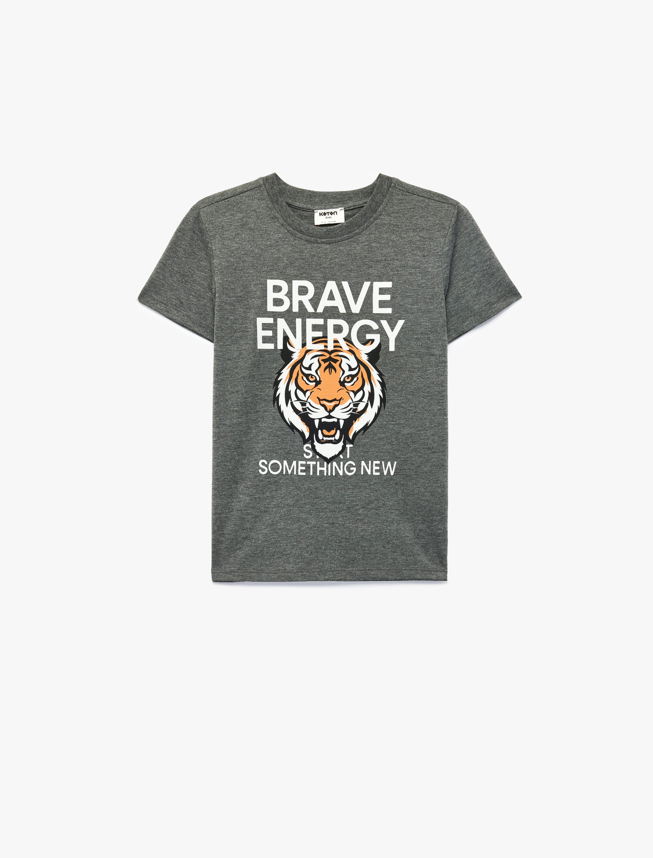  Erkek Çocuk Kısa Kollu Bisiklet Yaka Kaplan Baskılı Tişört