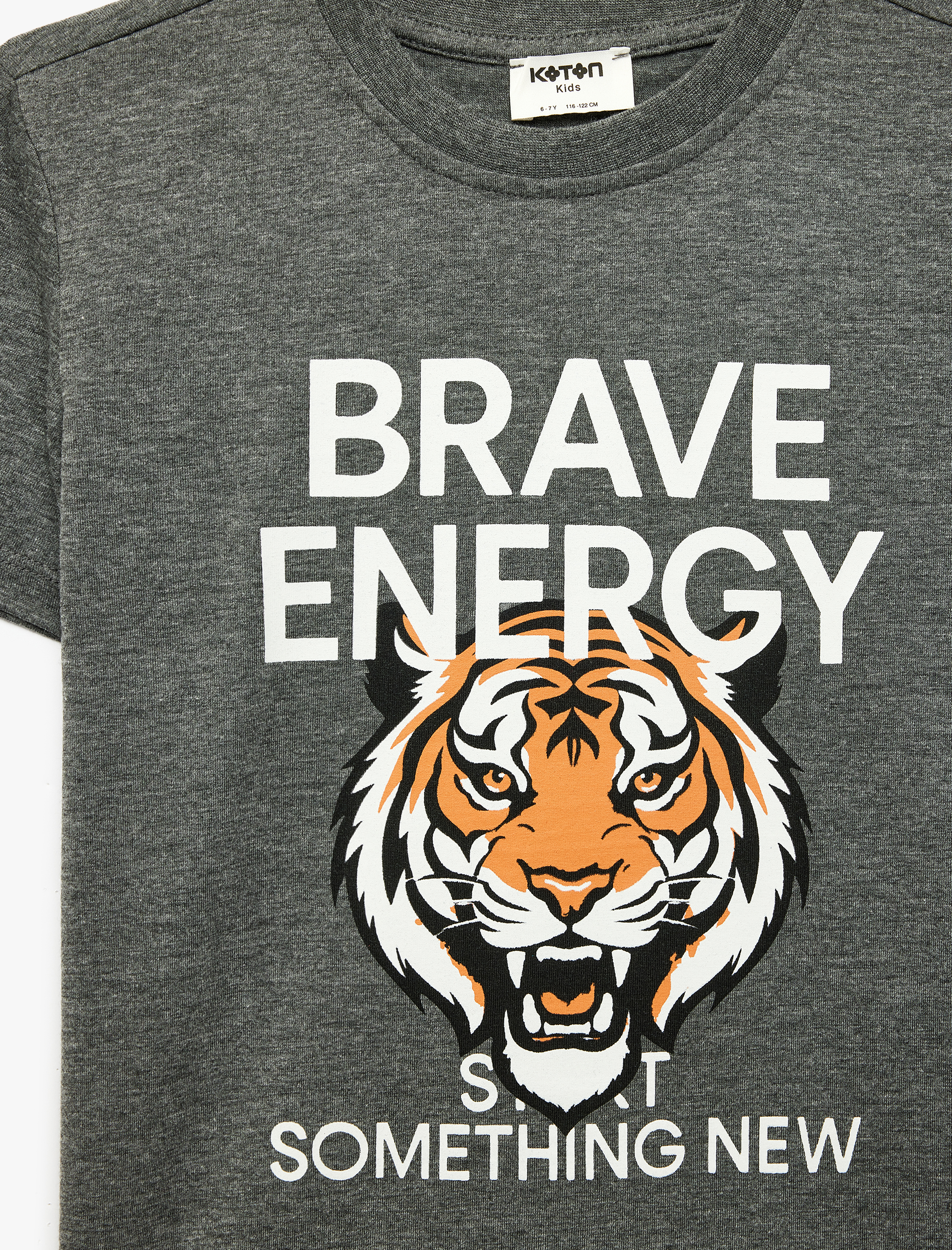  Erkek Çocuk Kısa Kollu Bisiklet Yaka Kaplan Baskılı Tişört