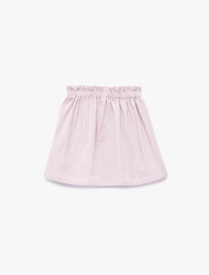 Kız Bebek A Kesim Beli Lastikli Düğmeli Desenli Pamuklu Etek