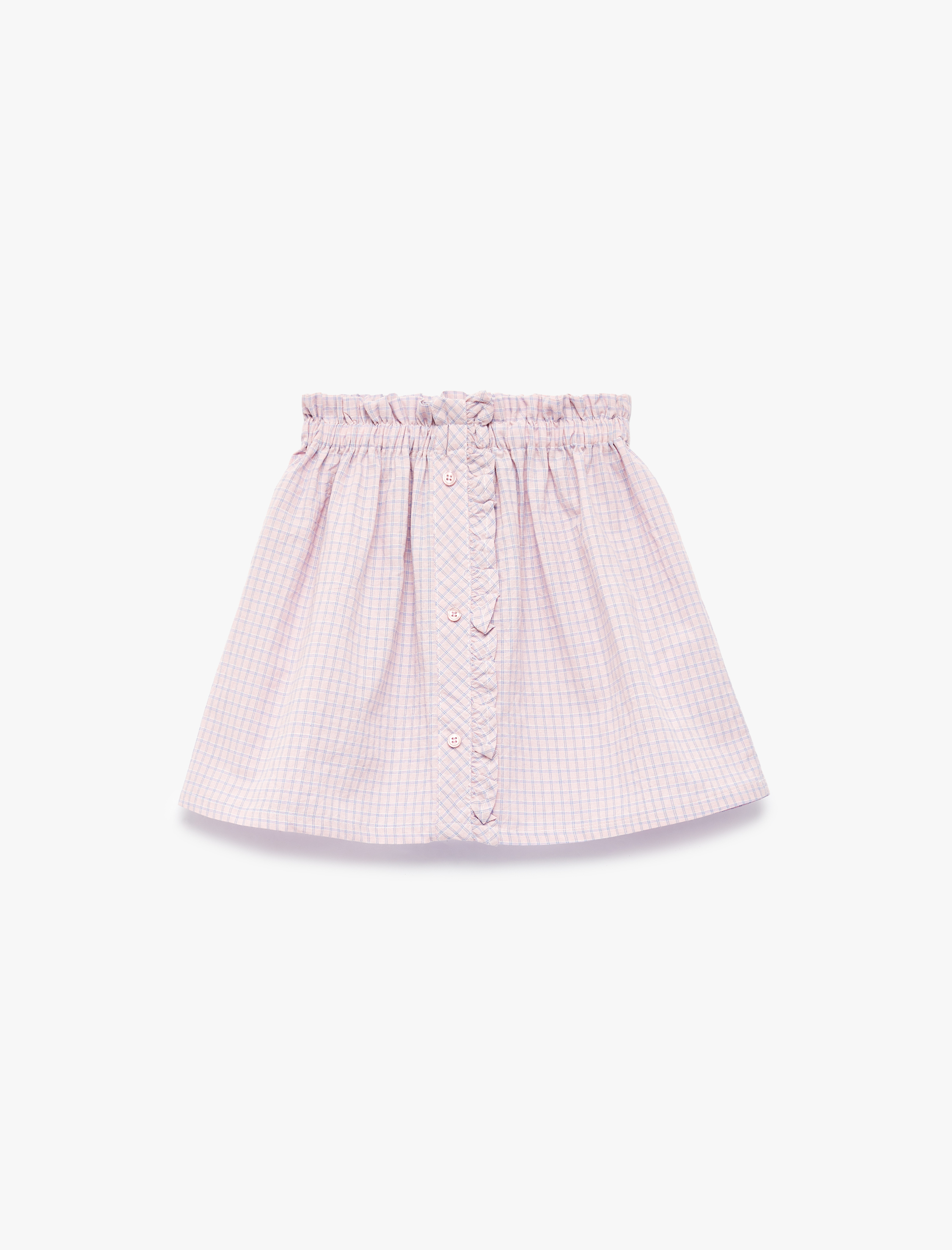  Kız Bebek A Kesim Beli Lastikli Düğmeli Desenli Pamuklu Etek